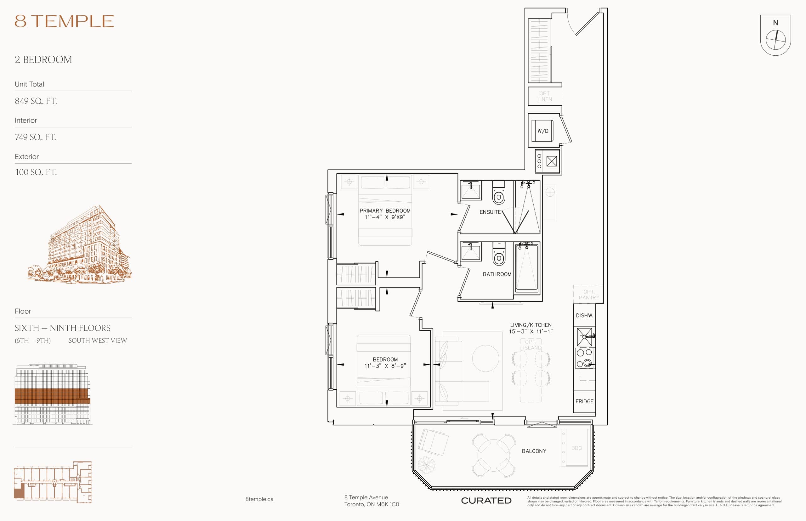 749 Floor Plan at 8 Temple Condos - 749 sq.ft