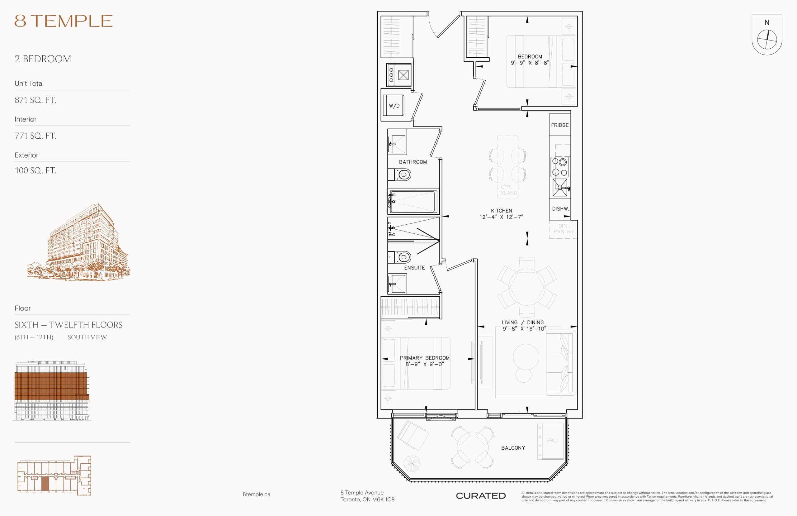 771 Floor Plan at 8 Temple Condos - 771 sq.ft