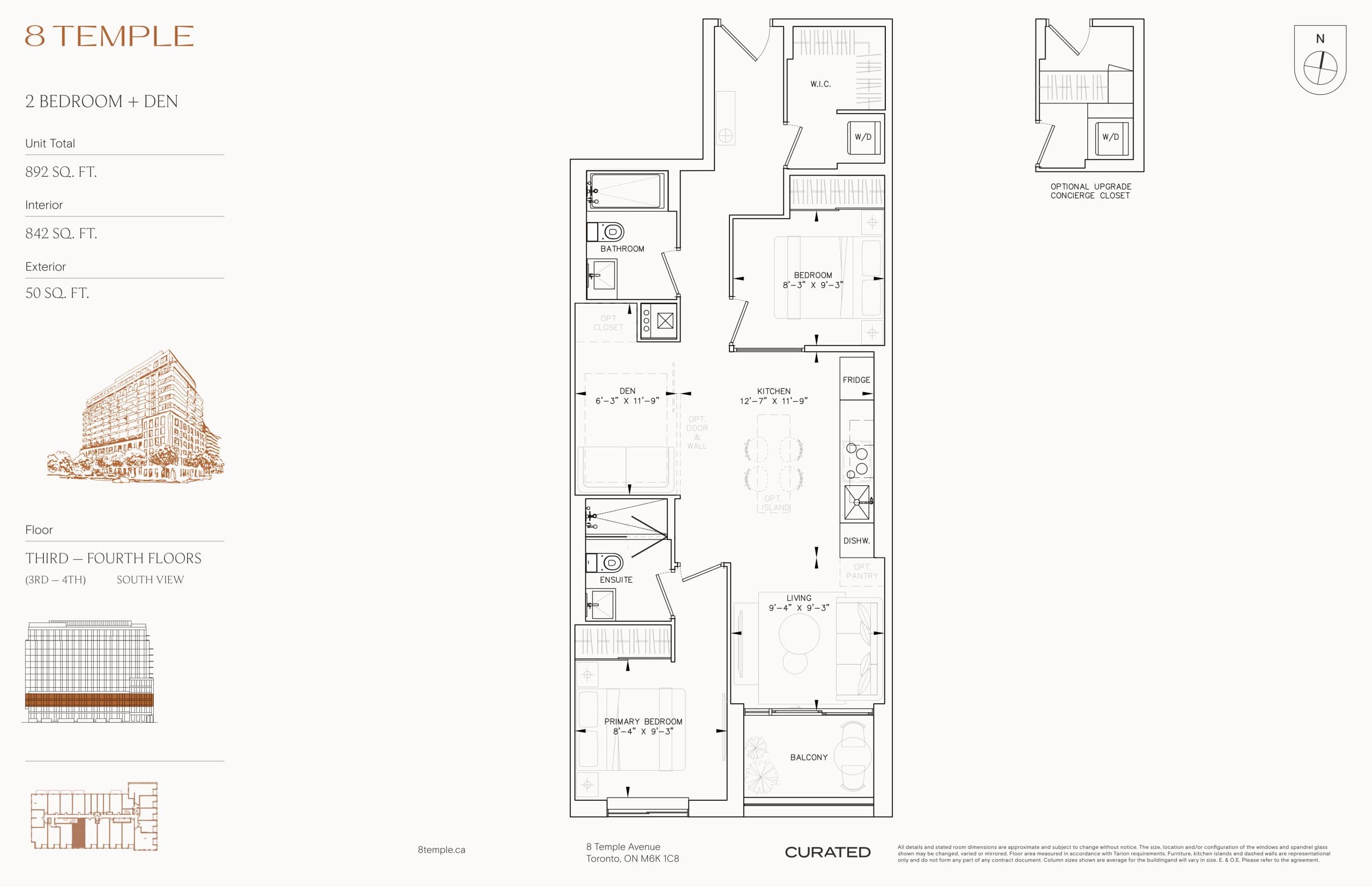 842 Floor Plan at 8 Temple Condos - 842 sq.ft