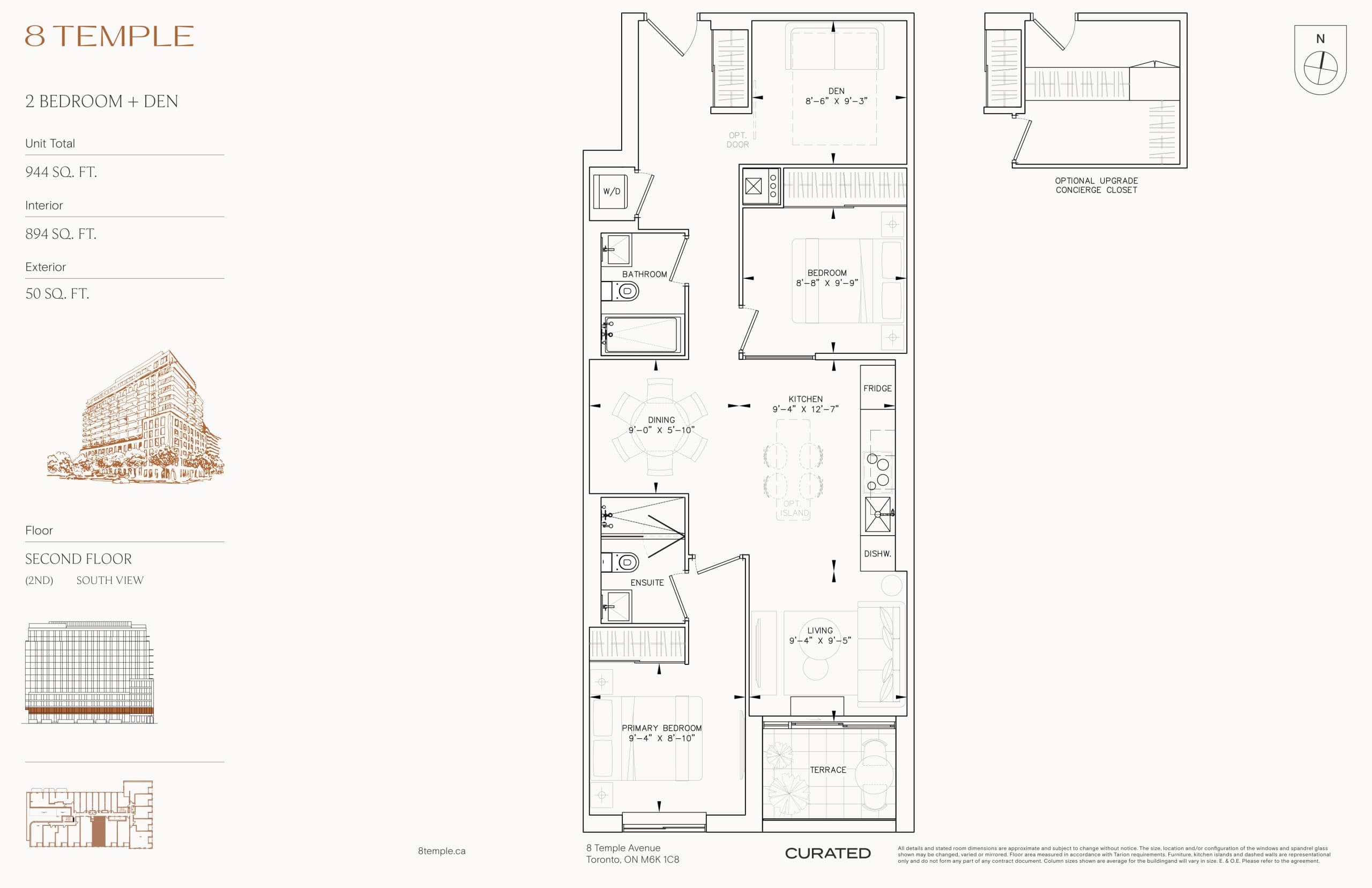 894 Floor Plan at 8 Temple Condos - 894 sq.ft