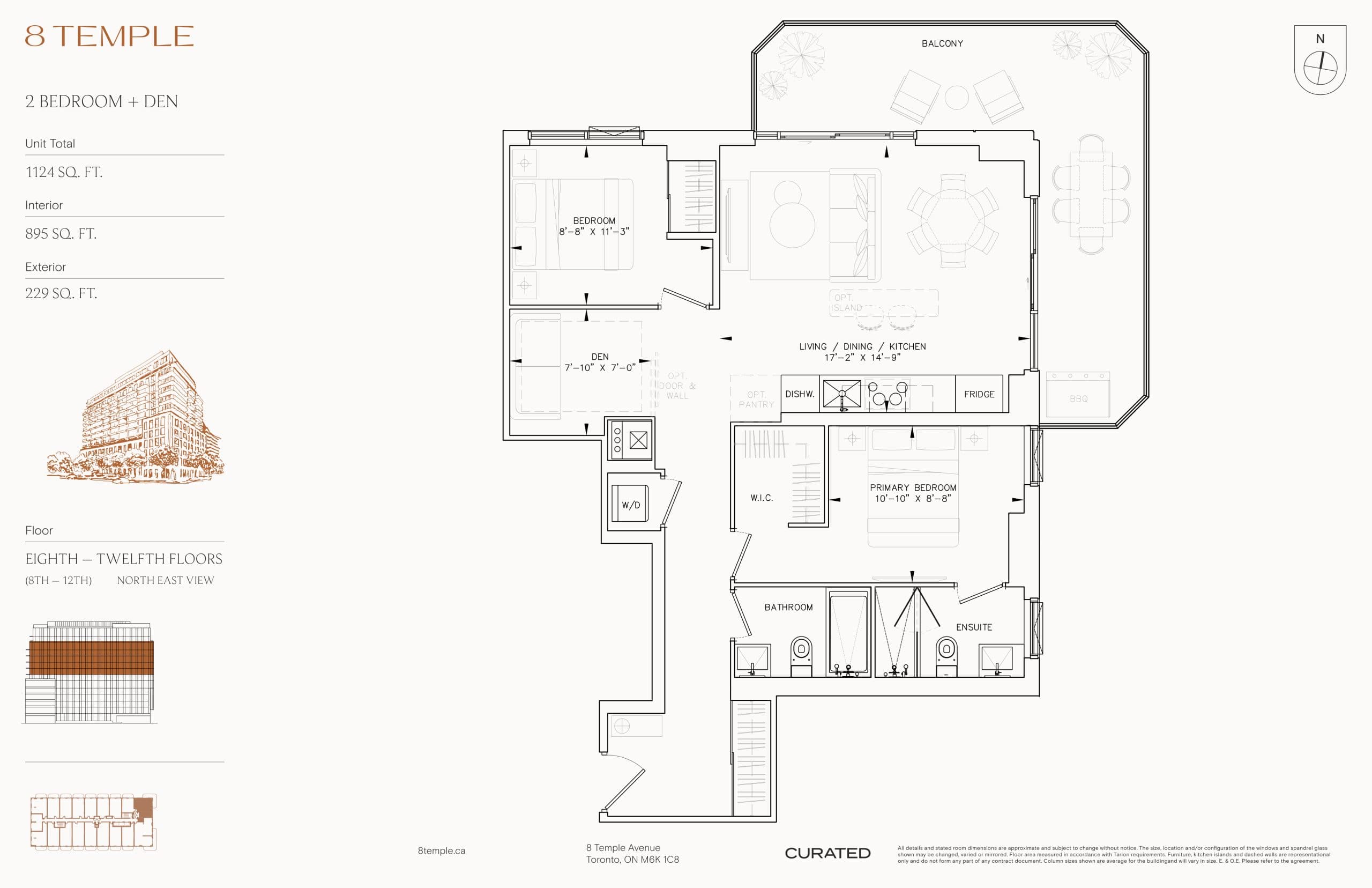 895 Floor Plan at 8 Temple Condos - 895 sq.ft