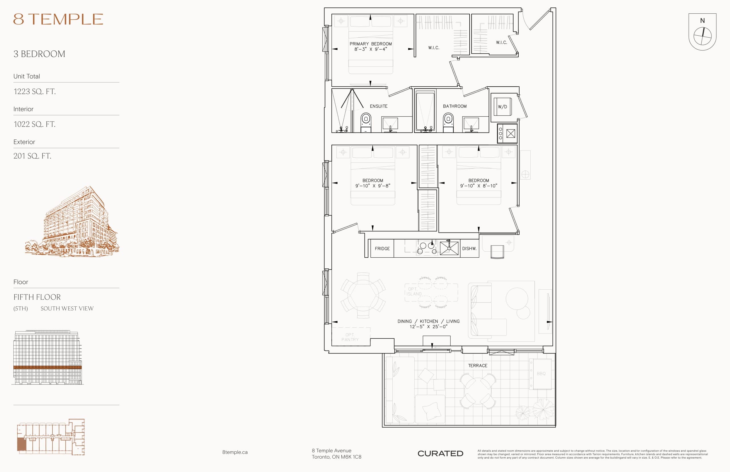 1022 Floor Plan at 8 Temple Condos - 1022 sq.ft