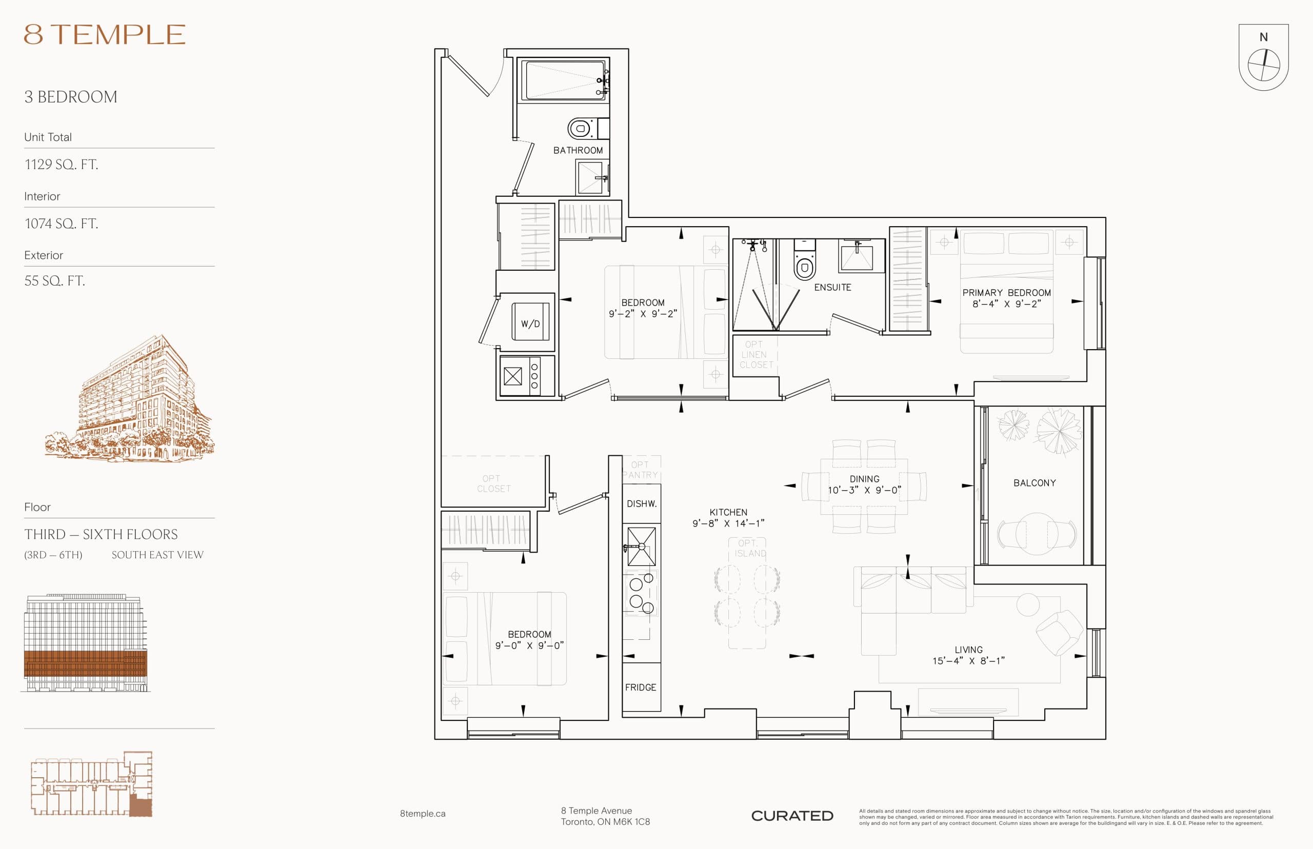 1074 Floor Plan at 8 Temple Condos - 1074 sq.ft