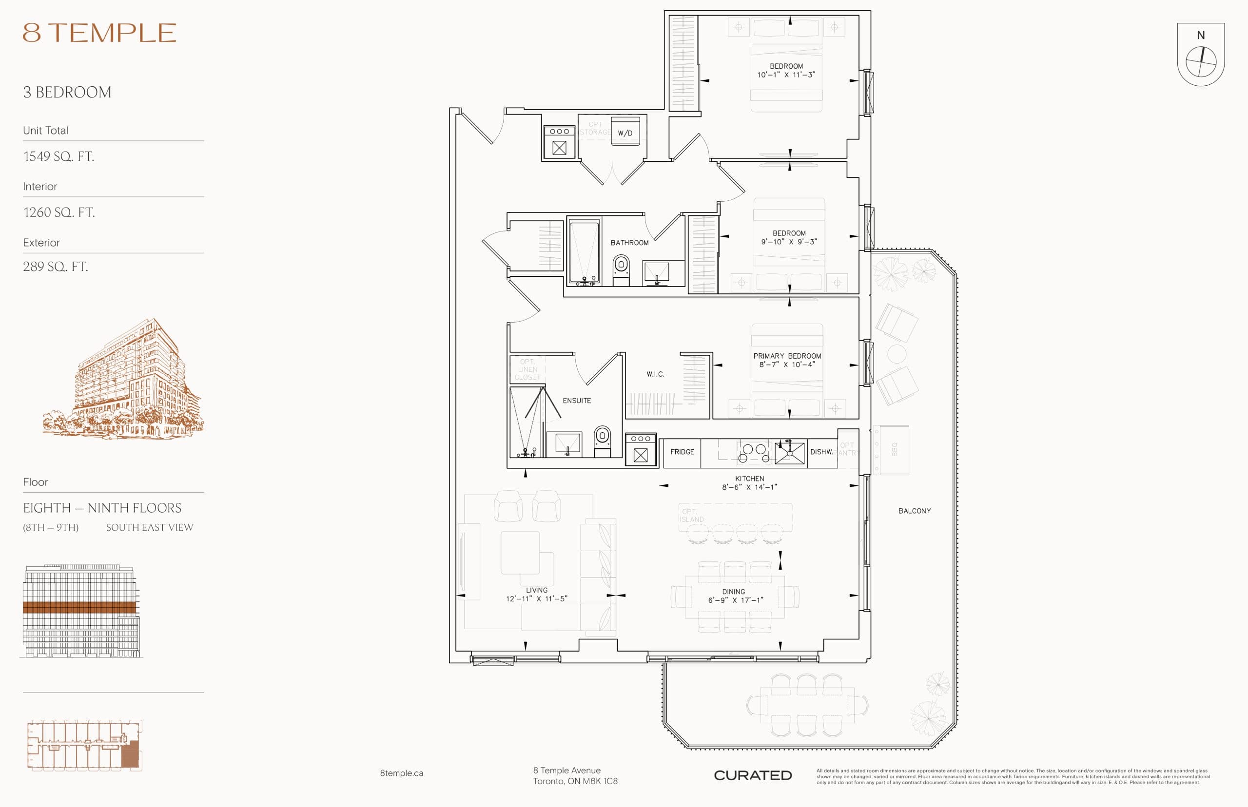 1260 Floor Plan at 8 Temple Condos - 1260 sq.ft