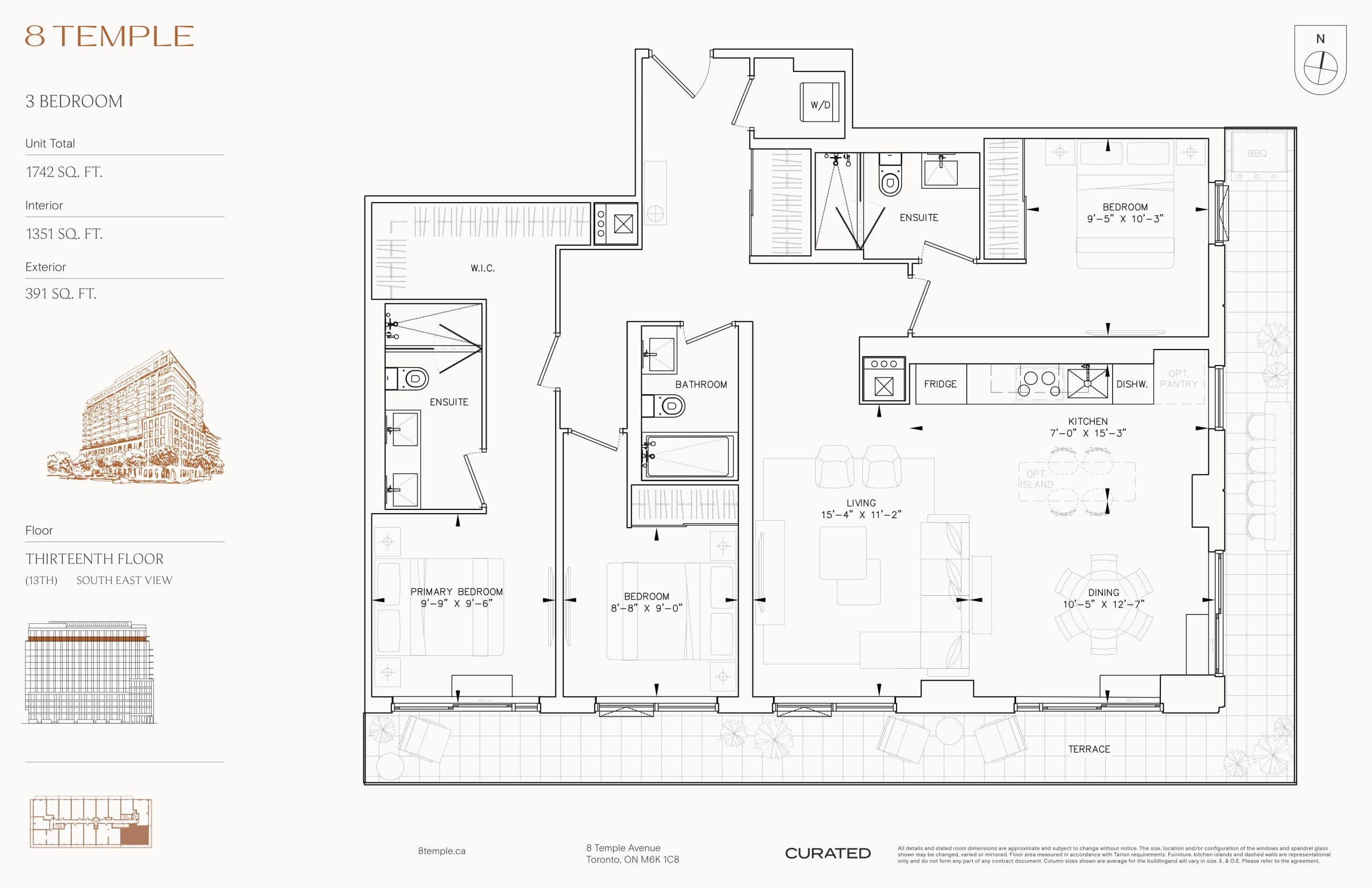 1351 Floor Plan at 8 Temple Condos - 1351 sq.ft