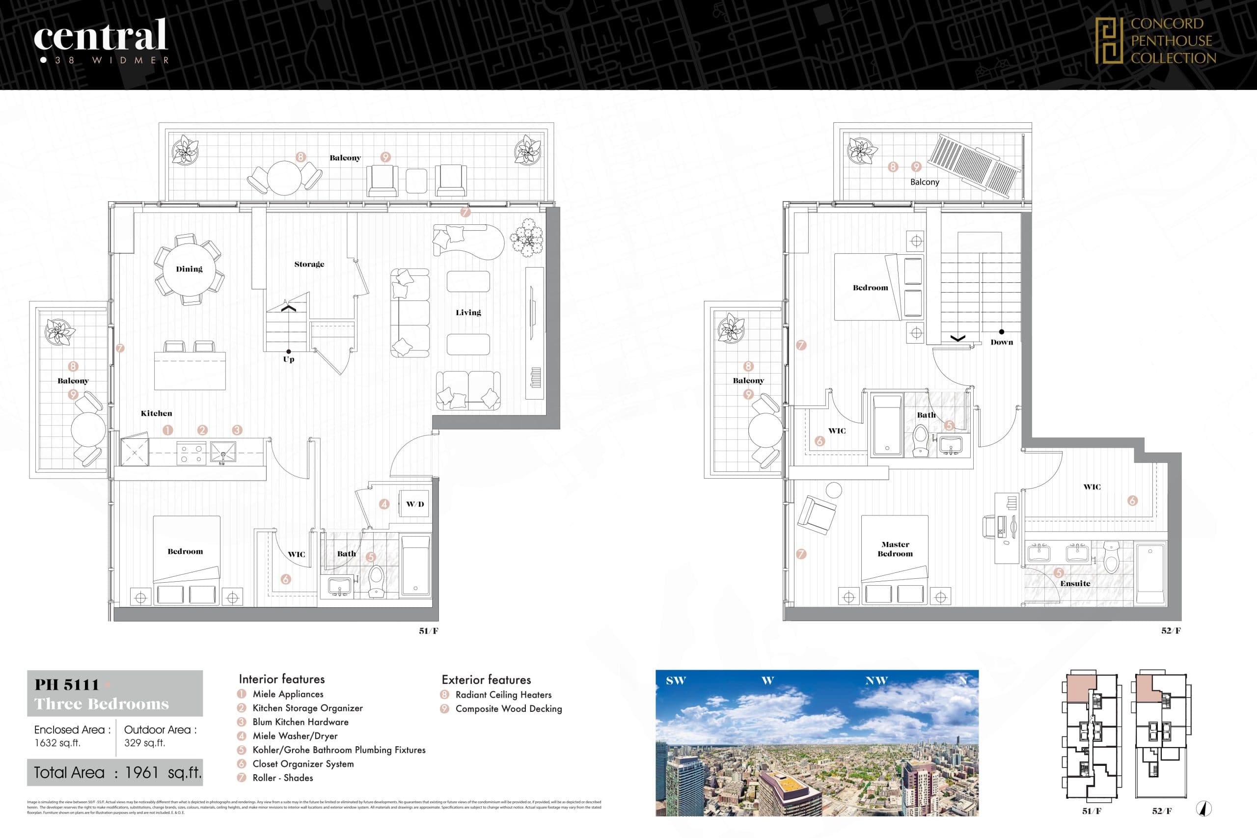 PH 5111 Floor Plan at Central Condos - 1632 sq.ft