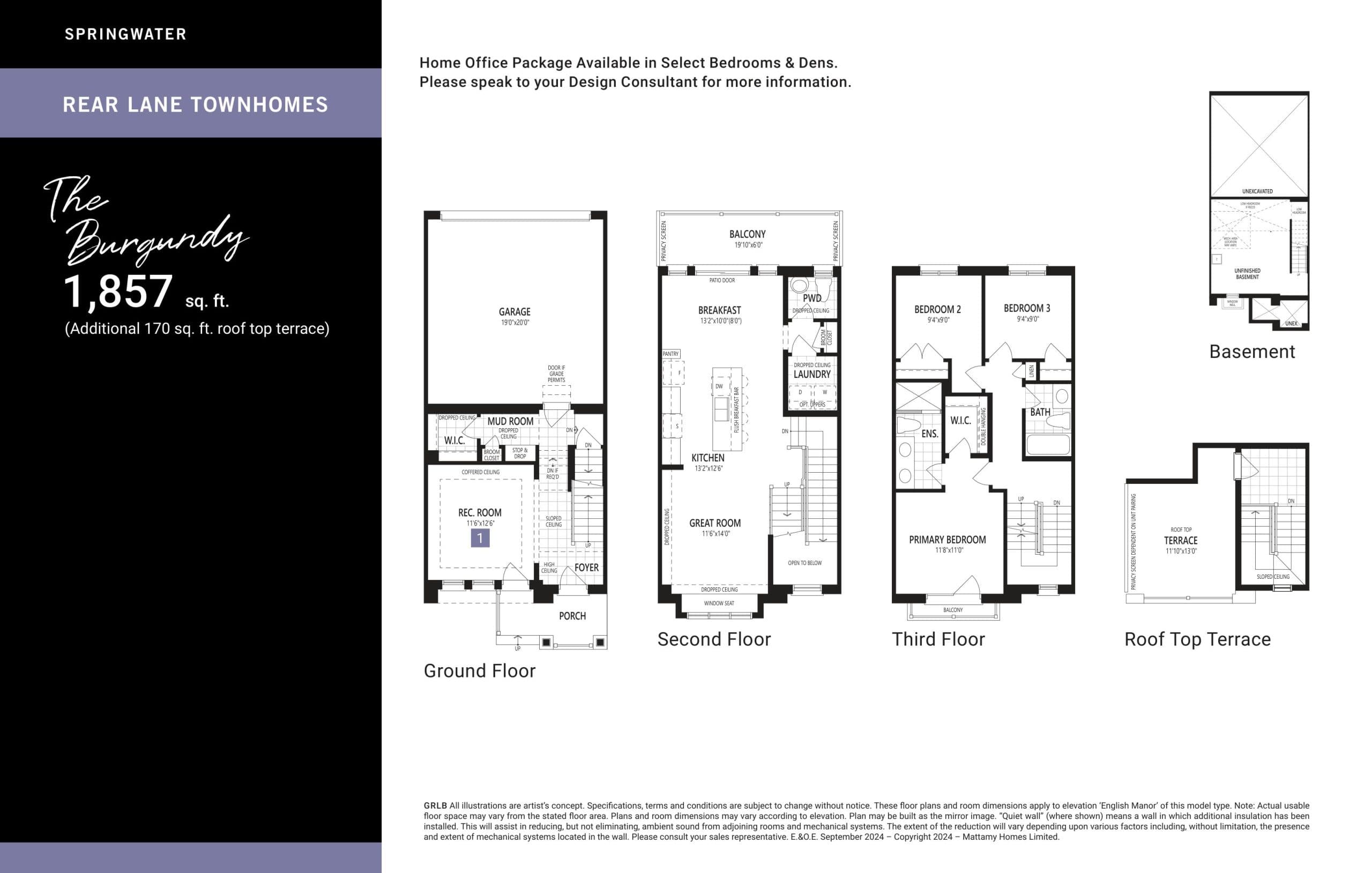 The Burgundy Floor Plan at Springwater Towns - 1872 sq.ft