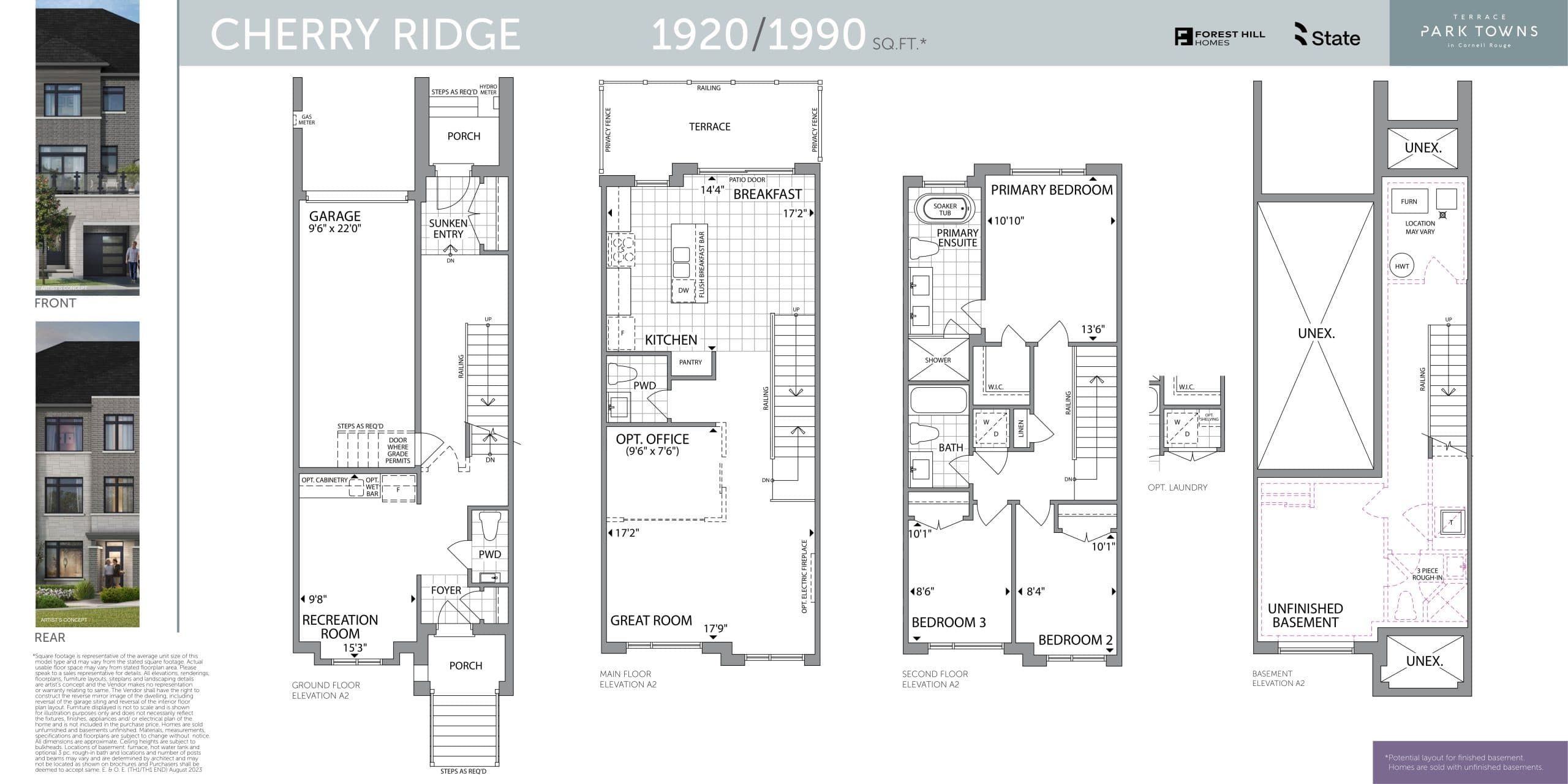 Cherry Ridge Floor Plan at Terrace Park Towns Phase 2 - 1990 sq.ft