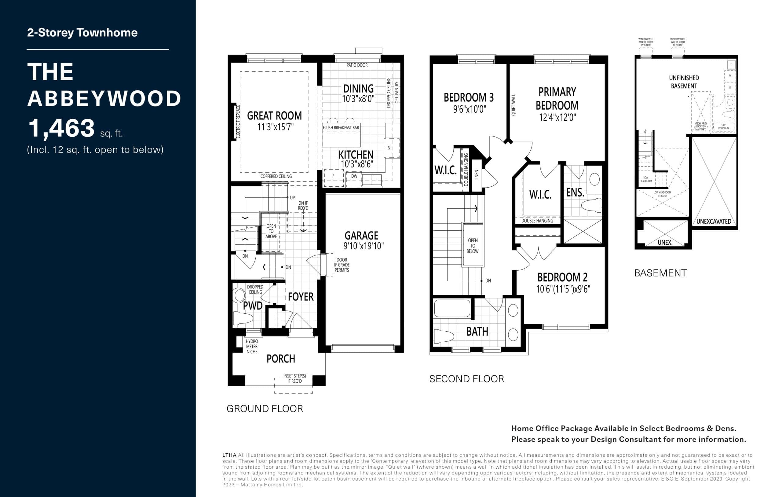 The Abbeywood Floor Plan at Upper Joshua Creek Phase 5 Towns - 1463 sq.ft