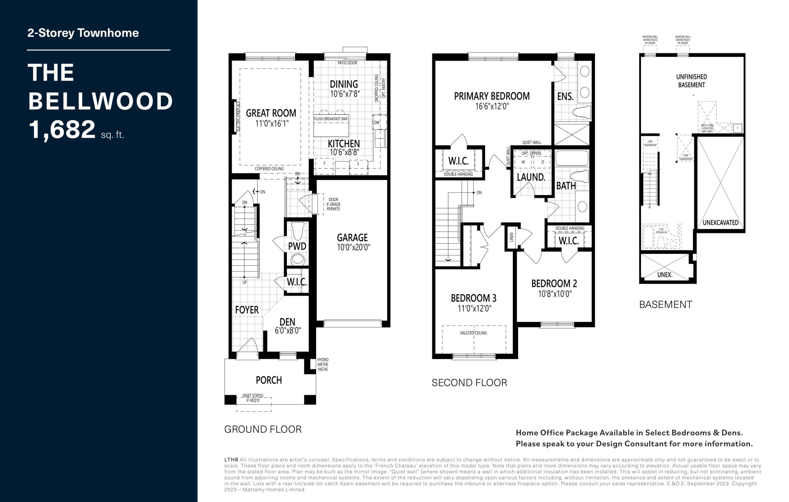 The Bellwood Floor Plan at Upper Joshua Creek Phase 5 Towns - 1682 sq.ft