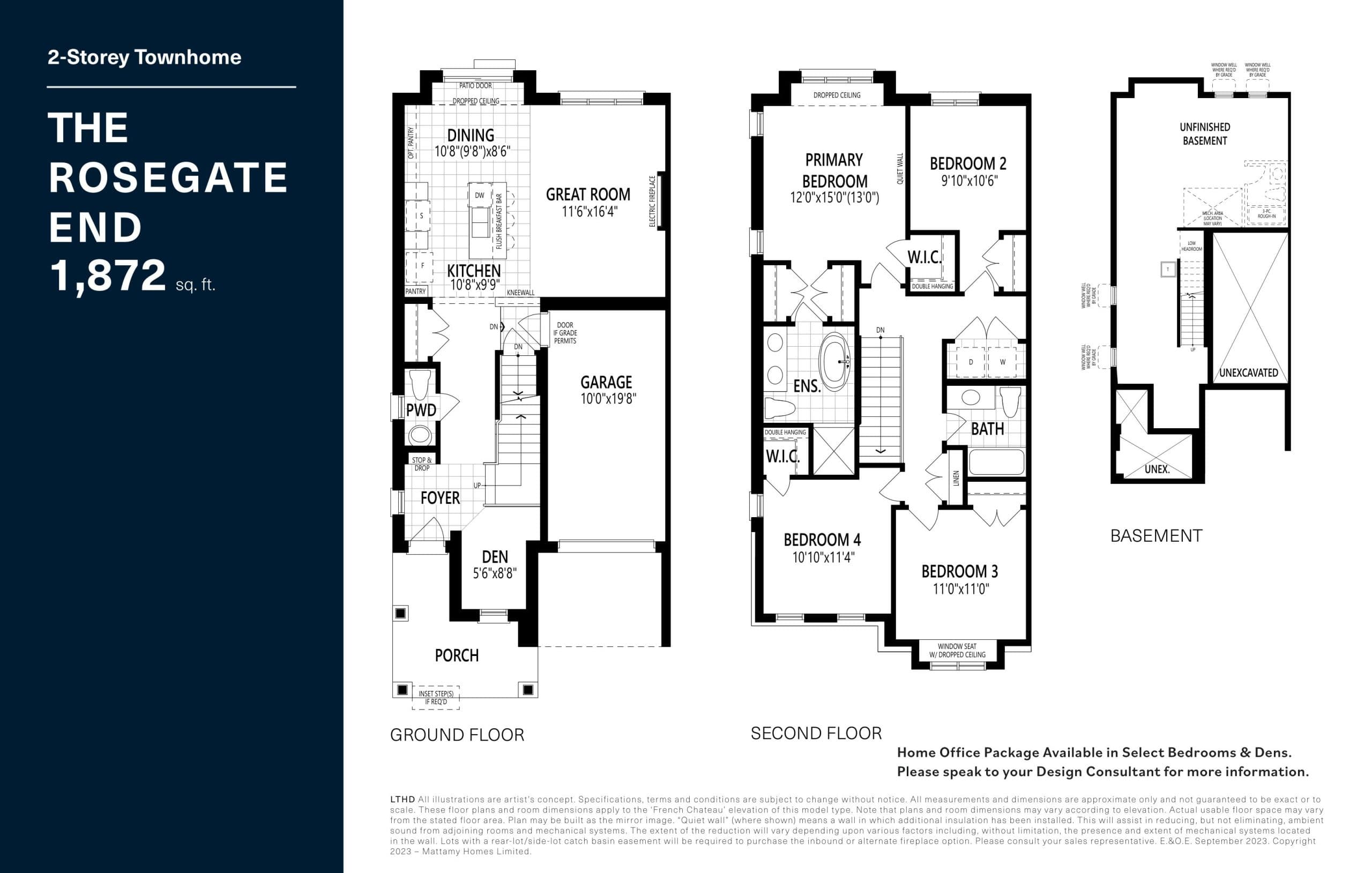 The Rosegate End Floor Plan at Upper Joshua Creek Phase 5 Towns - 1872 sq.ft