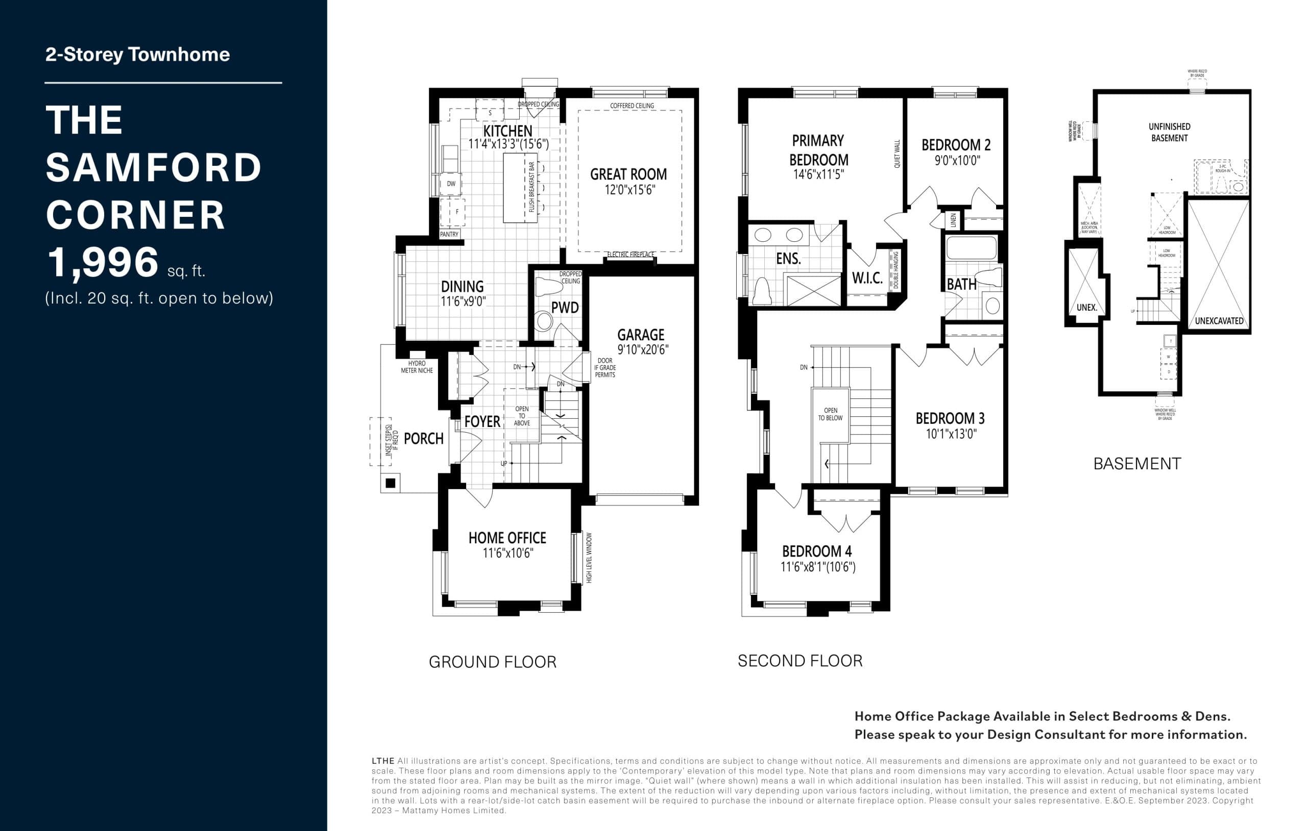 The Samford Corner Floor Plan at Upper Joshua Creek Phase 5 Towns - 1996 sq.ft