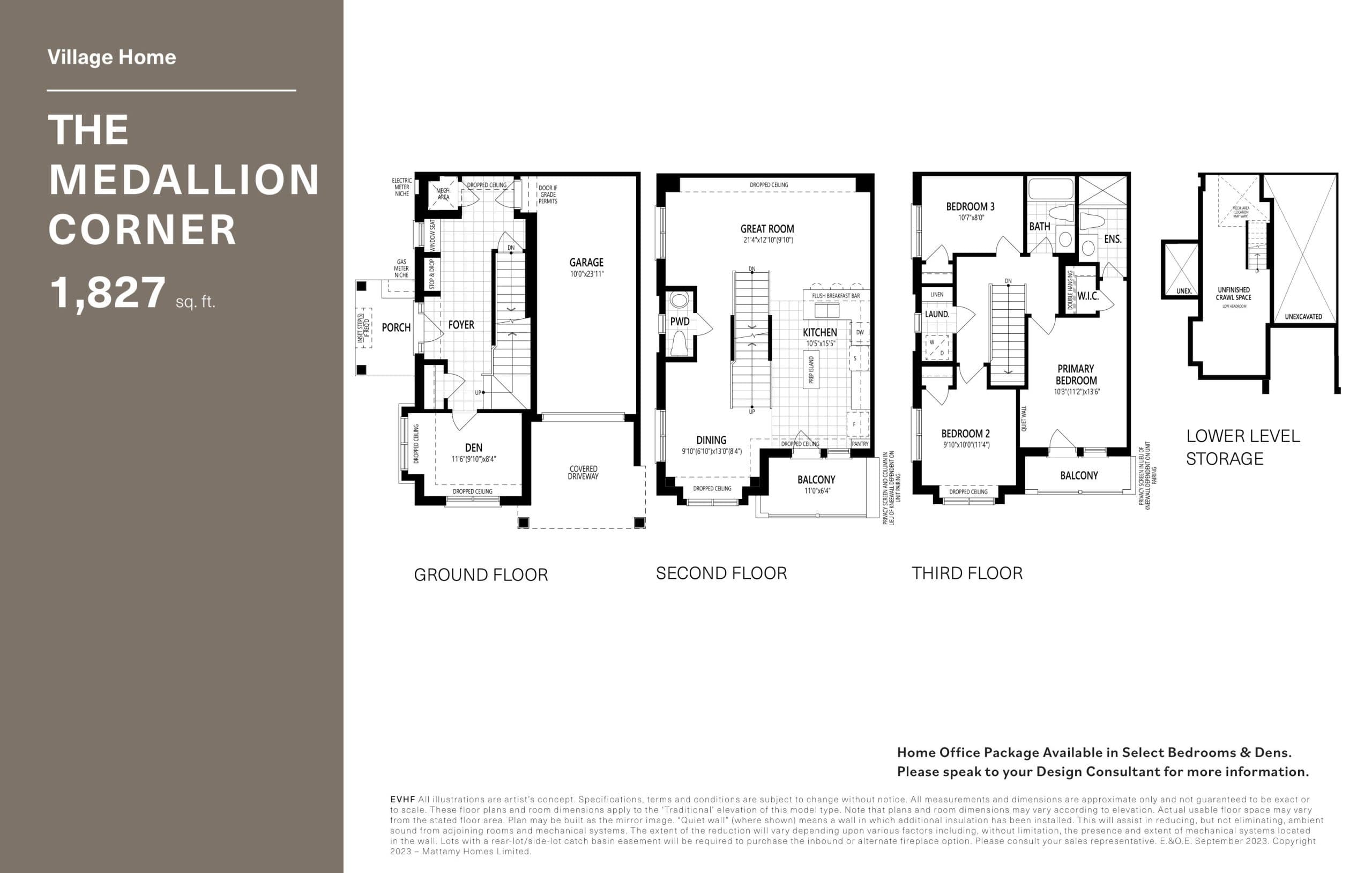 The Medallion Corner Floor Plan at Upper Joshua Creek Phase 5 Towns - 1827 sq.ft