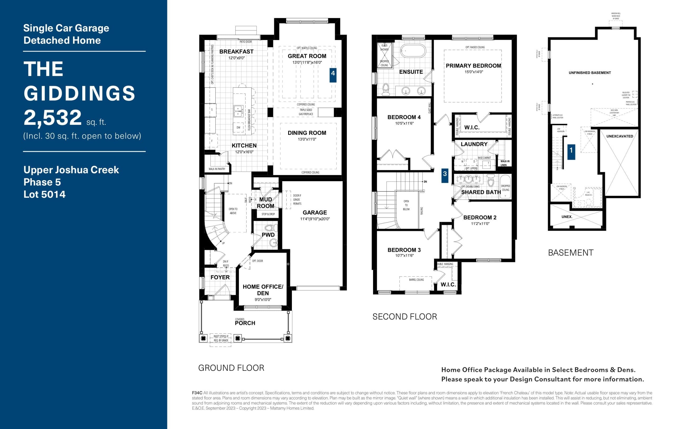 The Giddings - Lot 5014 Floor Plan at Upper Joshua Creek Phase 5 Towns - 2532 sq.ft