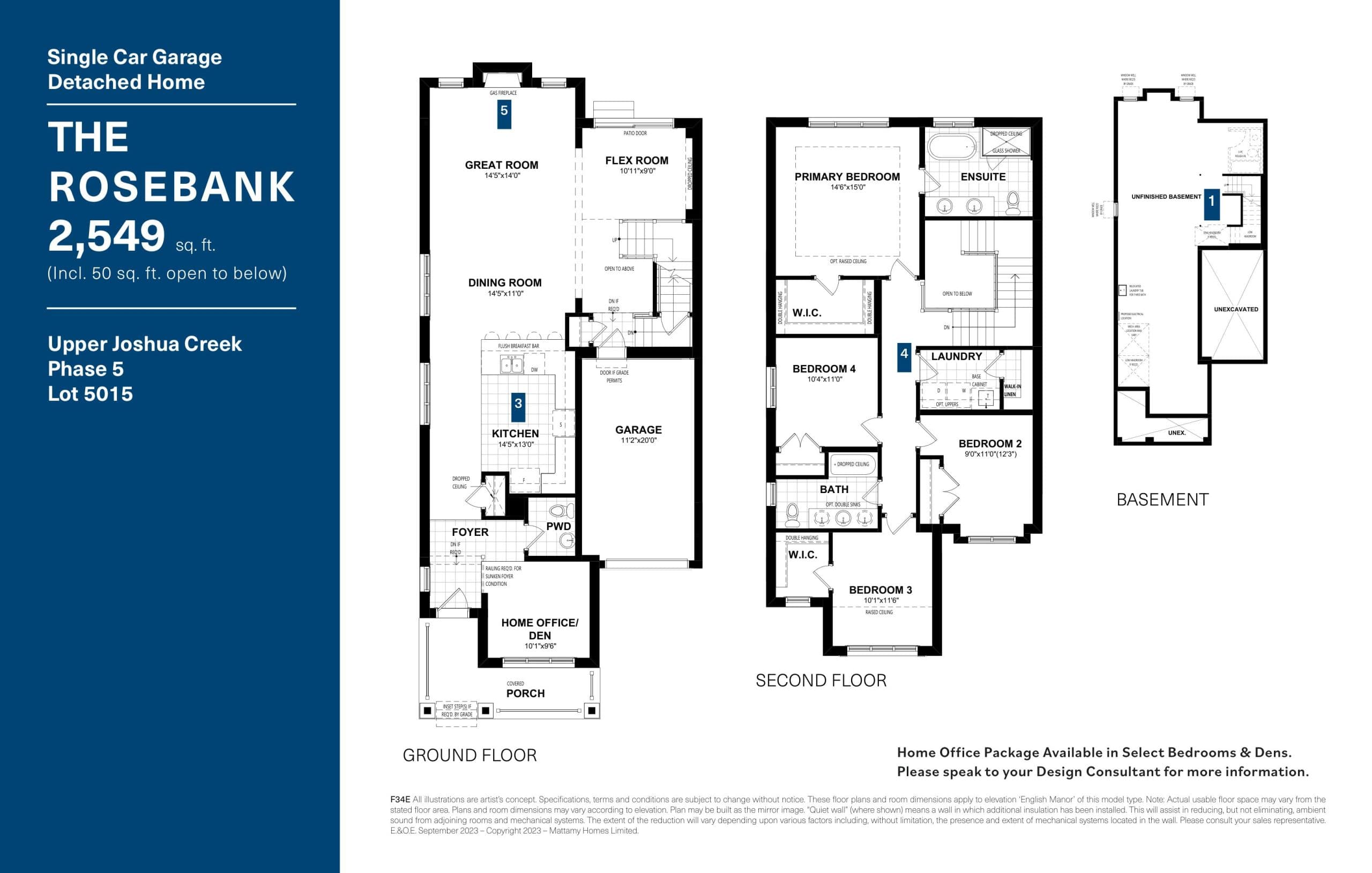 The Rosebank - Lot 5015 Floor Plan at Upper Joshua Creek Phase 5 Towns - 2549 sq.ft
