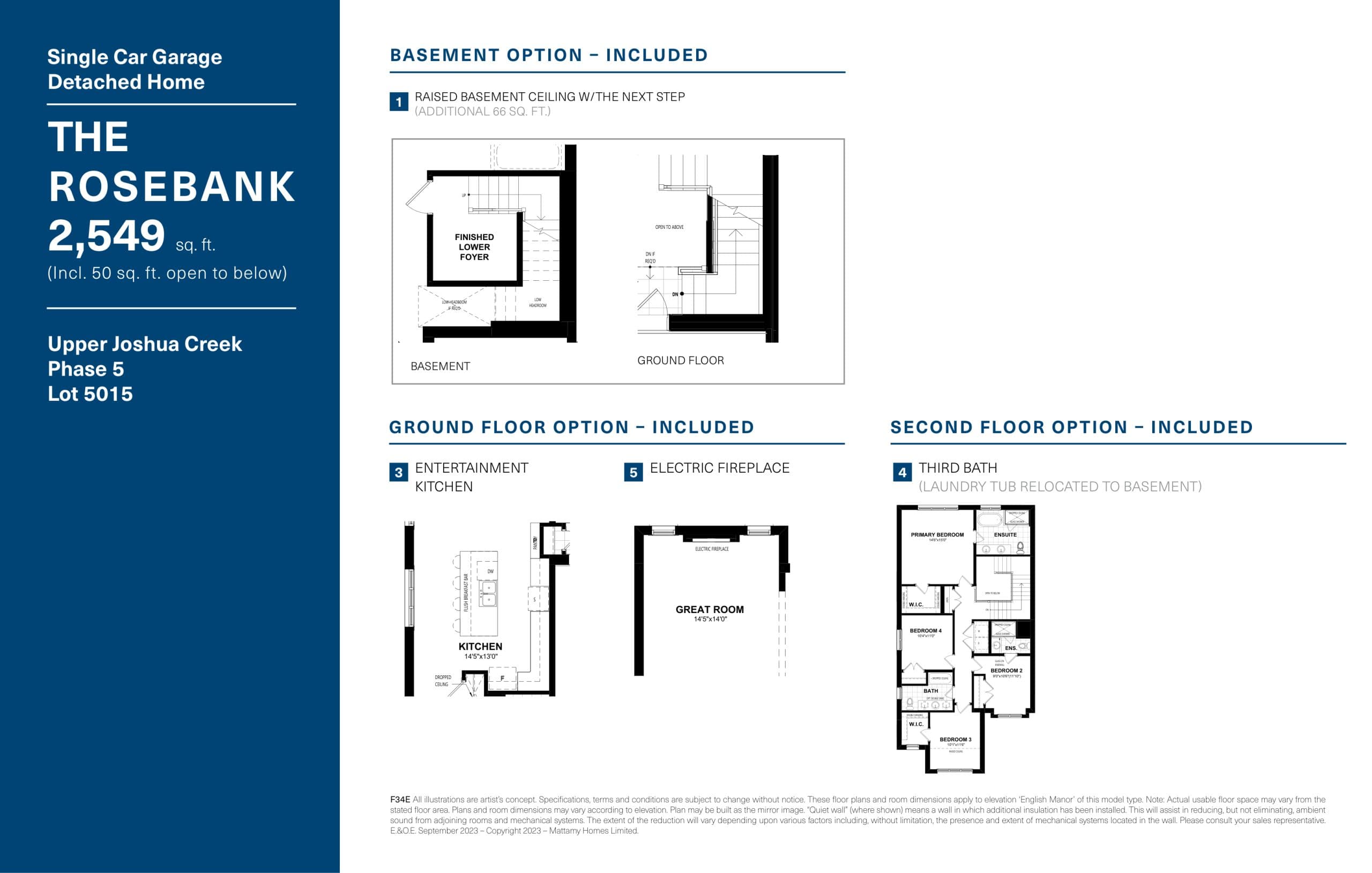 The Rosebank - Lot 5015 (Options) Floor Plan at Upper Joshua Creek Phase 5 Towns - 2549 sq.ft