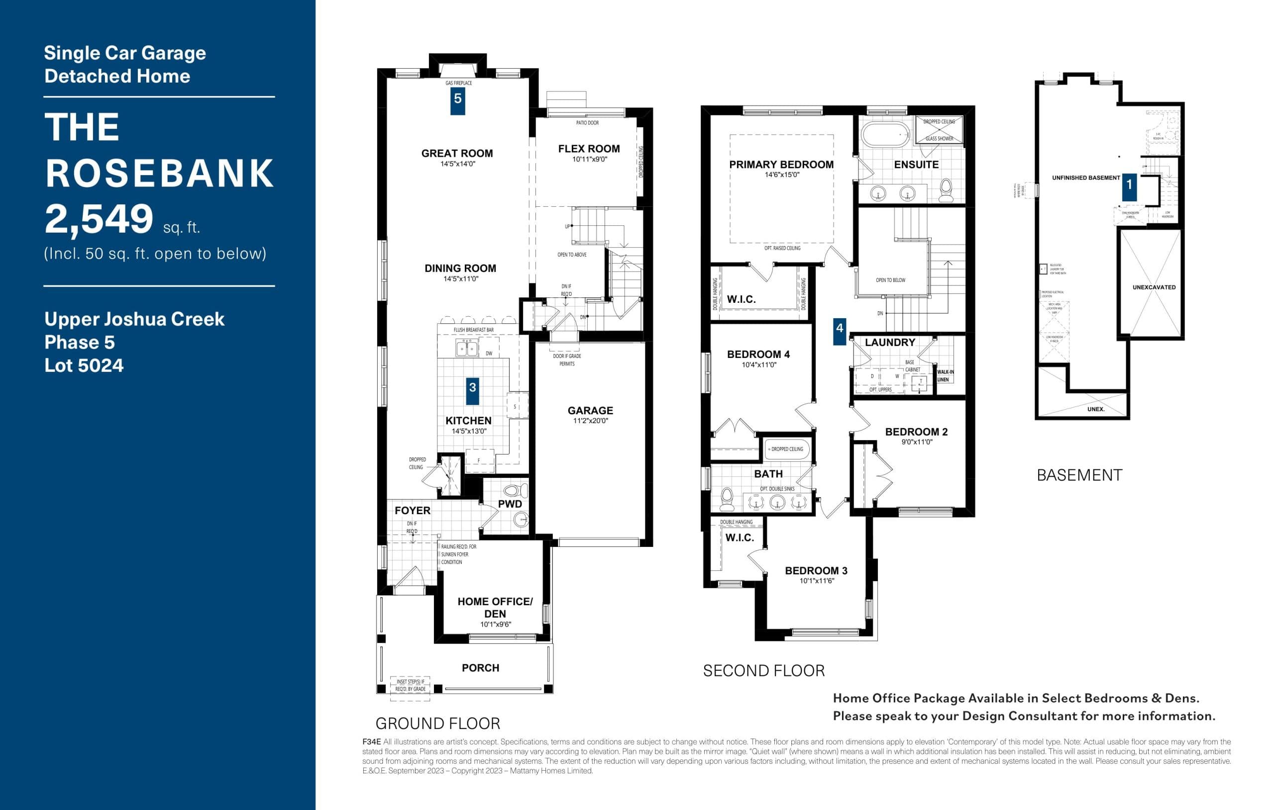 The Rosebank - Lot 5024 Floor Plan at Upper Joshua Creek Phase 5 Towns - 2549 sq.ft