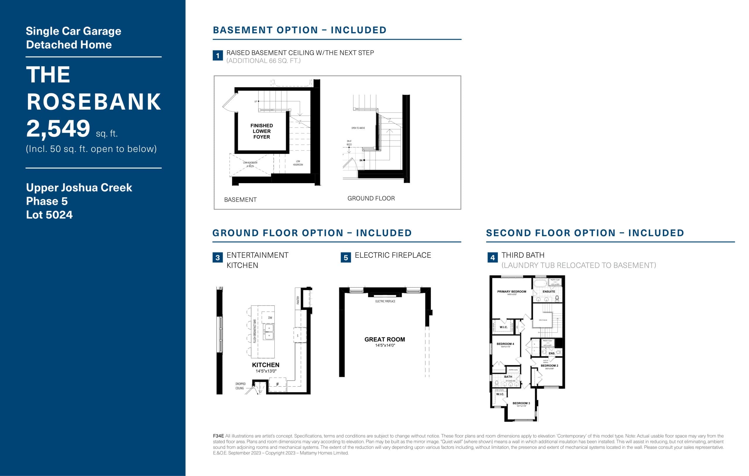The Rosebank - Lot 5024 (Options) Floor Plan at Upper Joshua Creek Phase 5 Towns - 2549 sq.ft