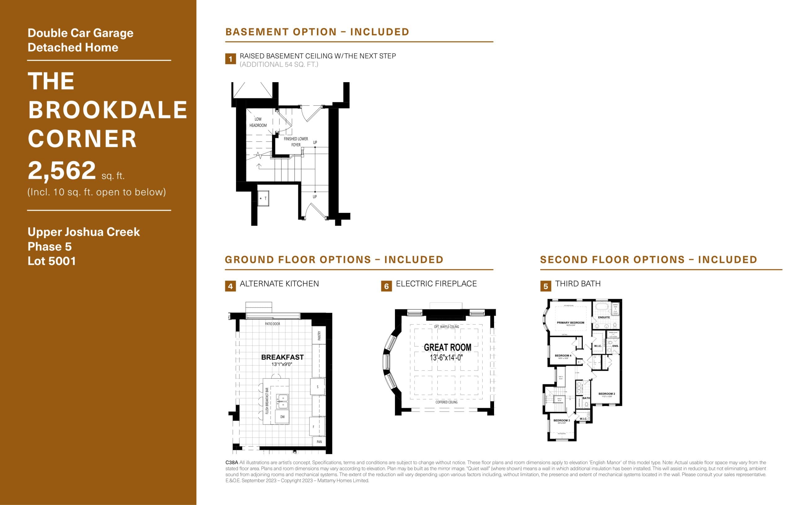 The Brookdale Corner - Lot 5001 (Options) Floor Plan at Upper Joshua Creek Phase 5 Towns - 2562 sq.ft