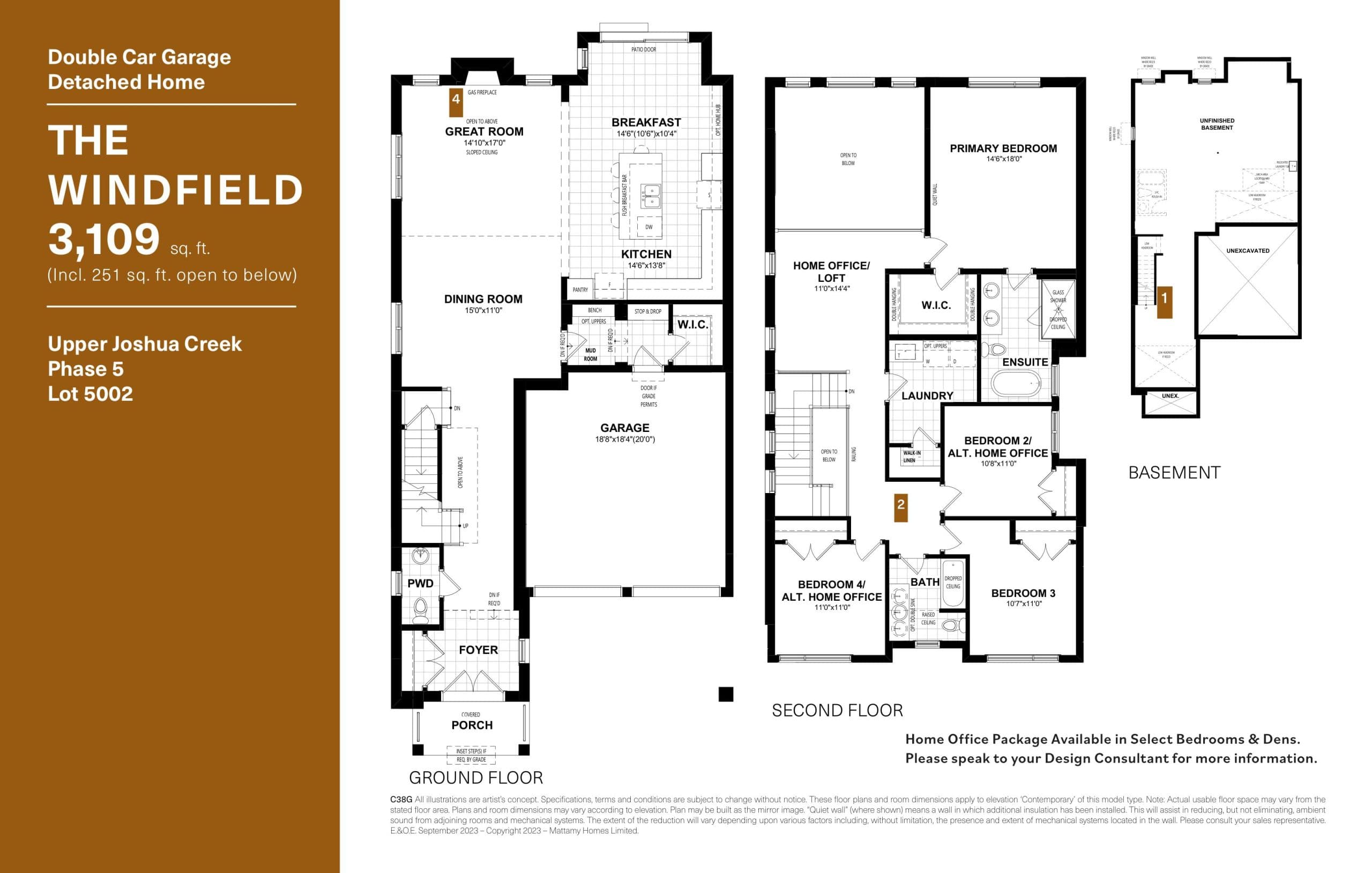 The Windfield - Lot 5002 Floor Plan at Upper Joshua Creek Phase 5 Towns - 3109 sq.ft