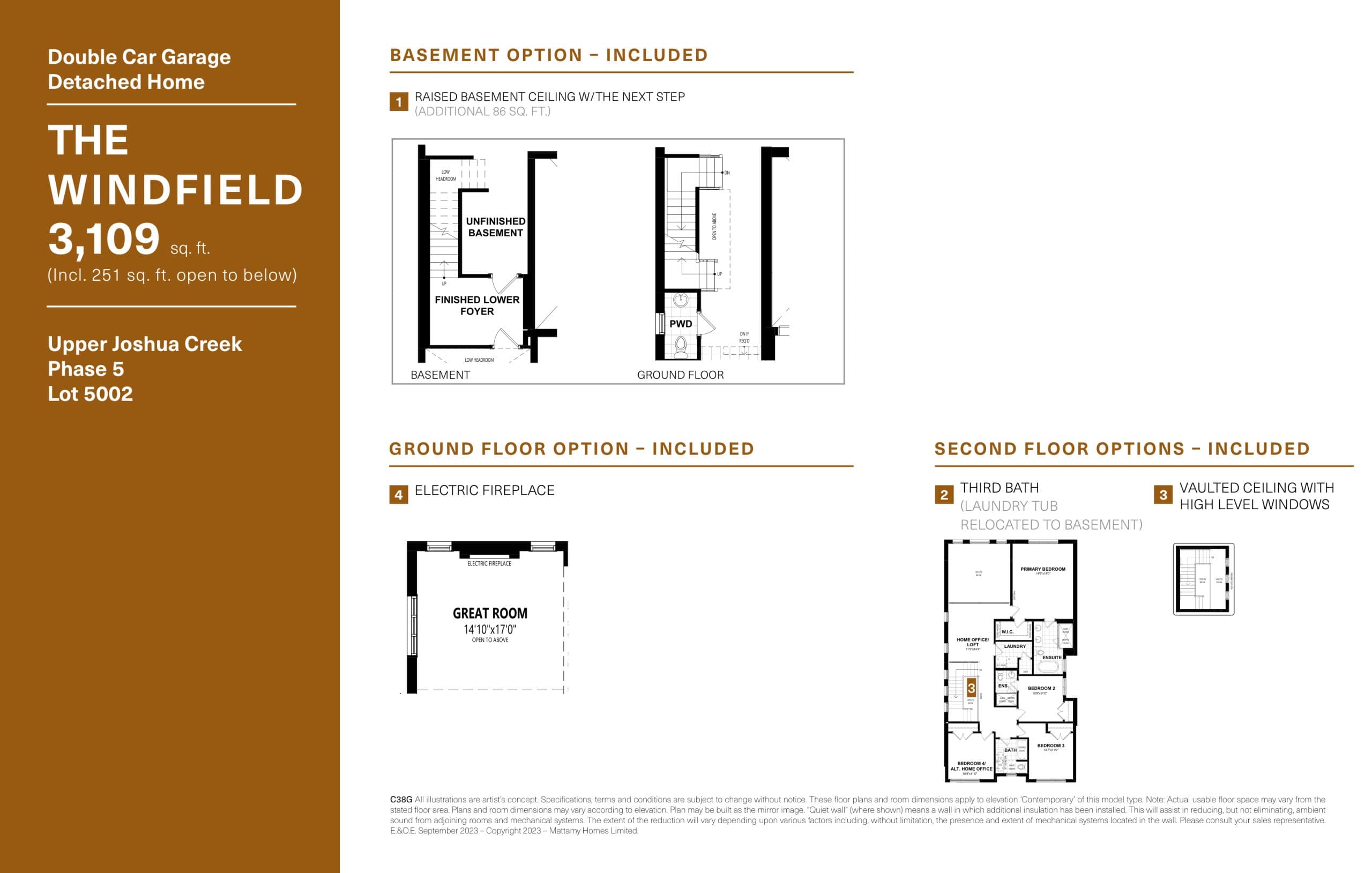 The Windfield - Lot 5002 (Options) Floor Plan at Upper Joshua Creek Phase 5 Towns - 3109 sq.ft