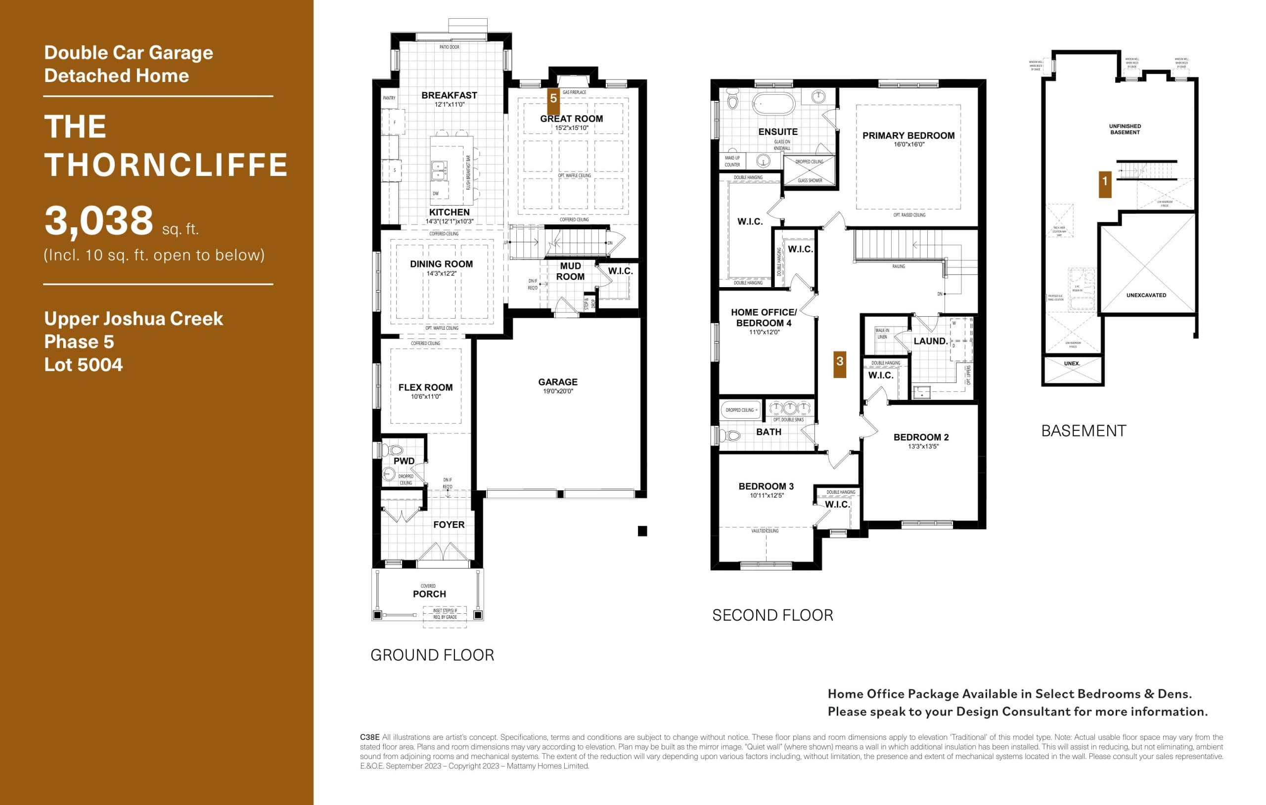 The Thorncliffe - Lot 5004 Floor Plan at Upper Joshua Creek Phase 5 Towns - 3038 sq.ft