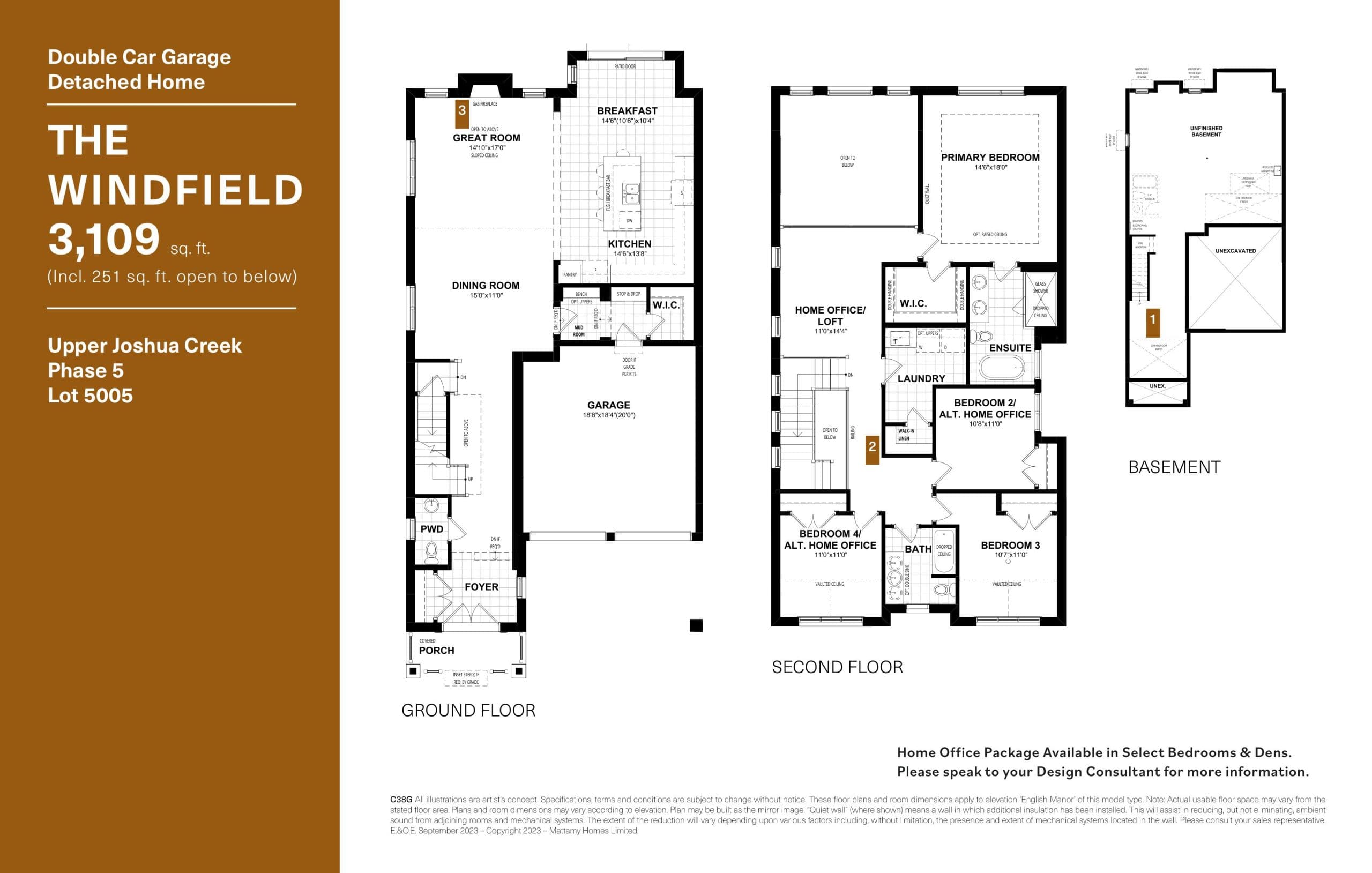 The Windfield - Lot 5005 Floor Plan at Upper Joshua Creek Phase 5 Towns - 3109 sq.ft