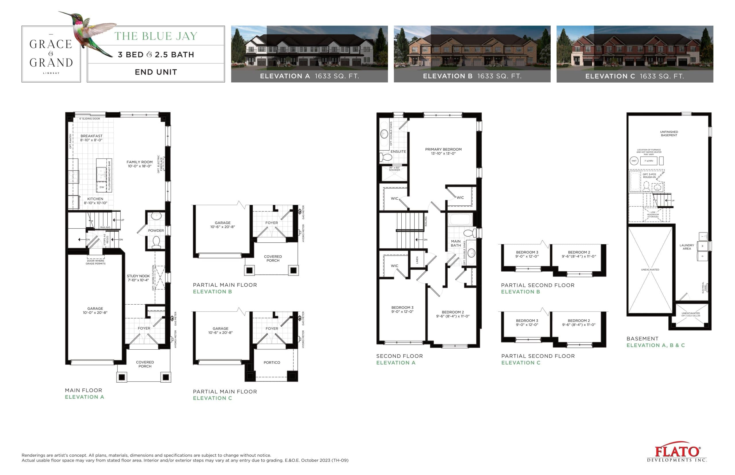 The Blue Jay Floor Plan at Grace & Grand Towns - 1633 sq.ft