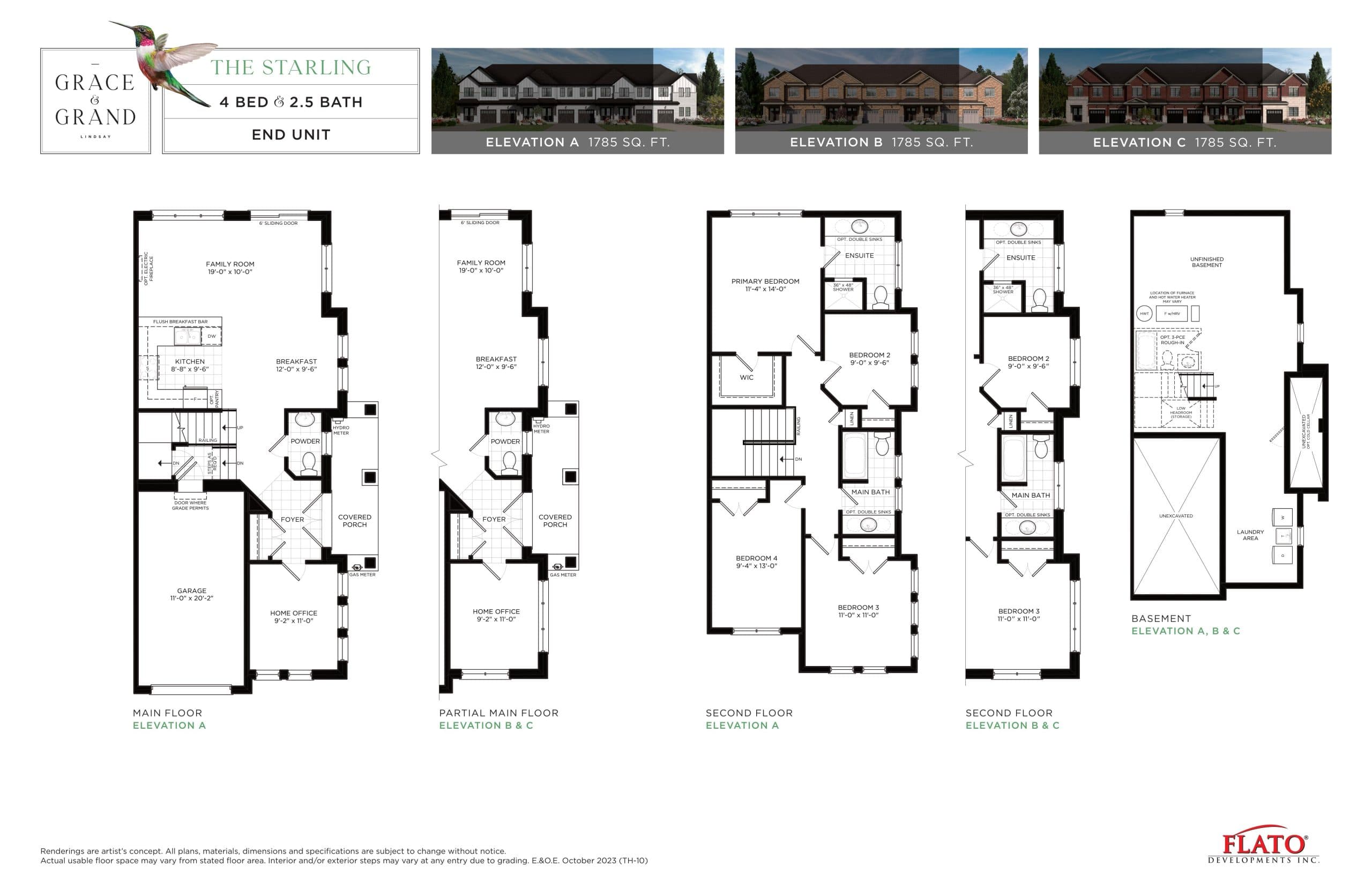 The Starling Floor Plan at Grace & Grand Towns - 1785 sq.ft