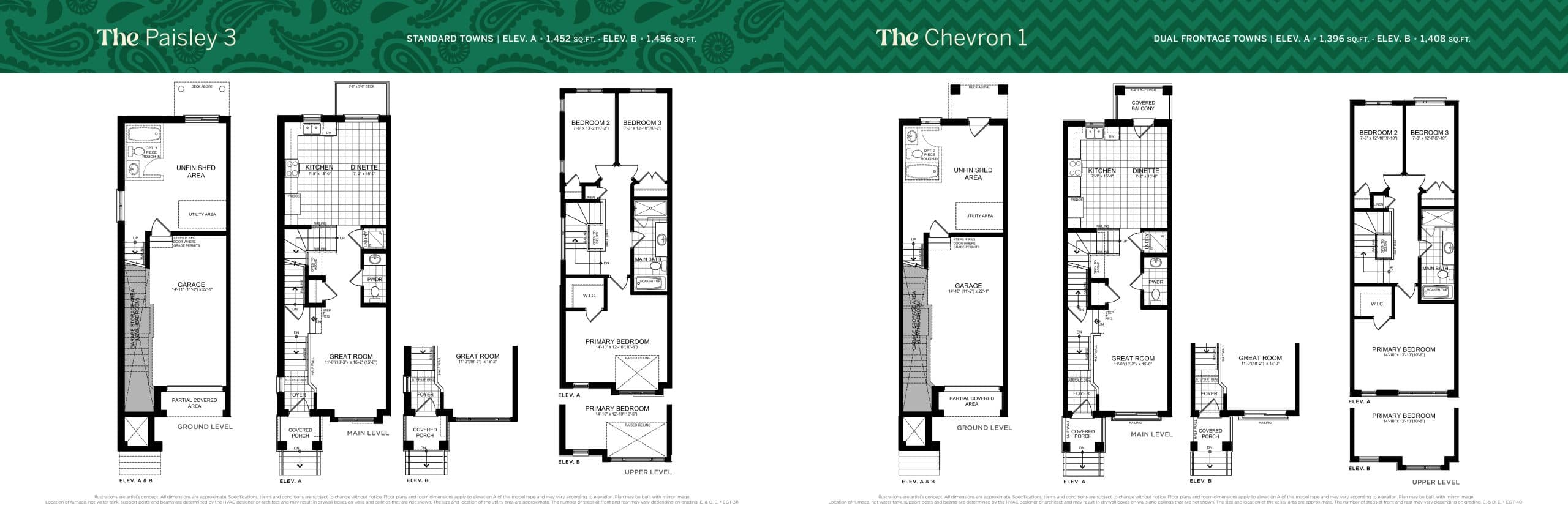 The Paisley 3 Floor Plan at Electric Grand Towns - 1456 sq.ft