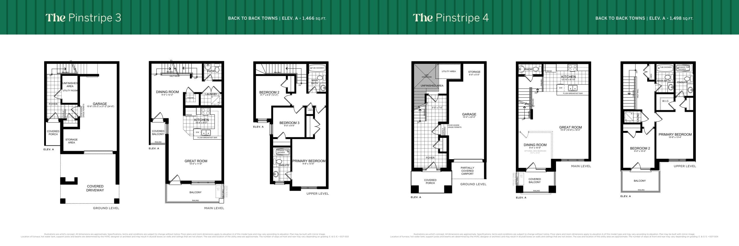 The Pinstripe 3 Floor Plan at Electric Grand Towns - 1466 sq.ft