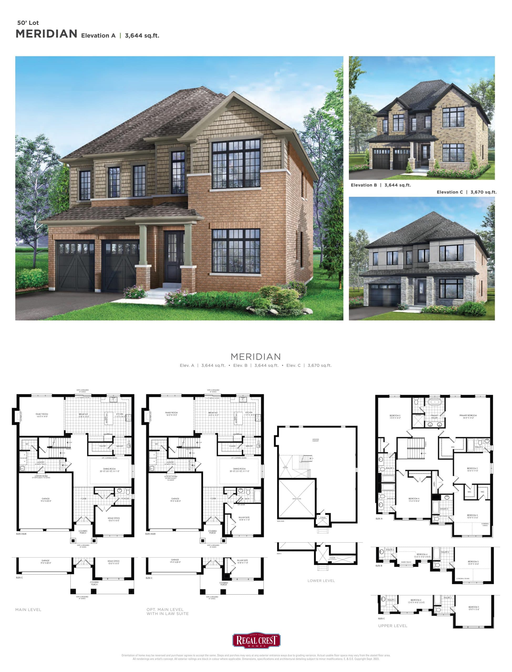 Meridian Floor Plan at South Barrie by Regal Crest Homes - 3670 sq.ft