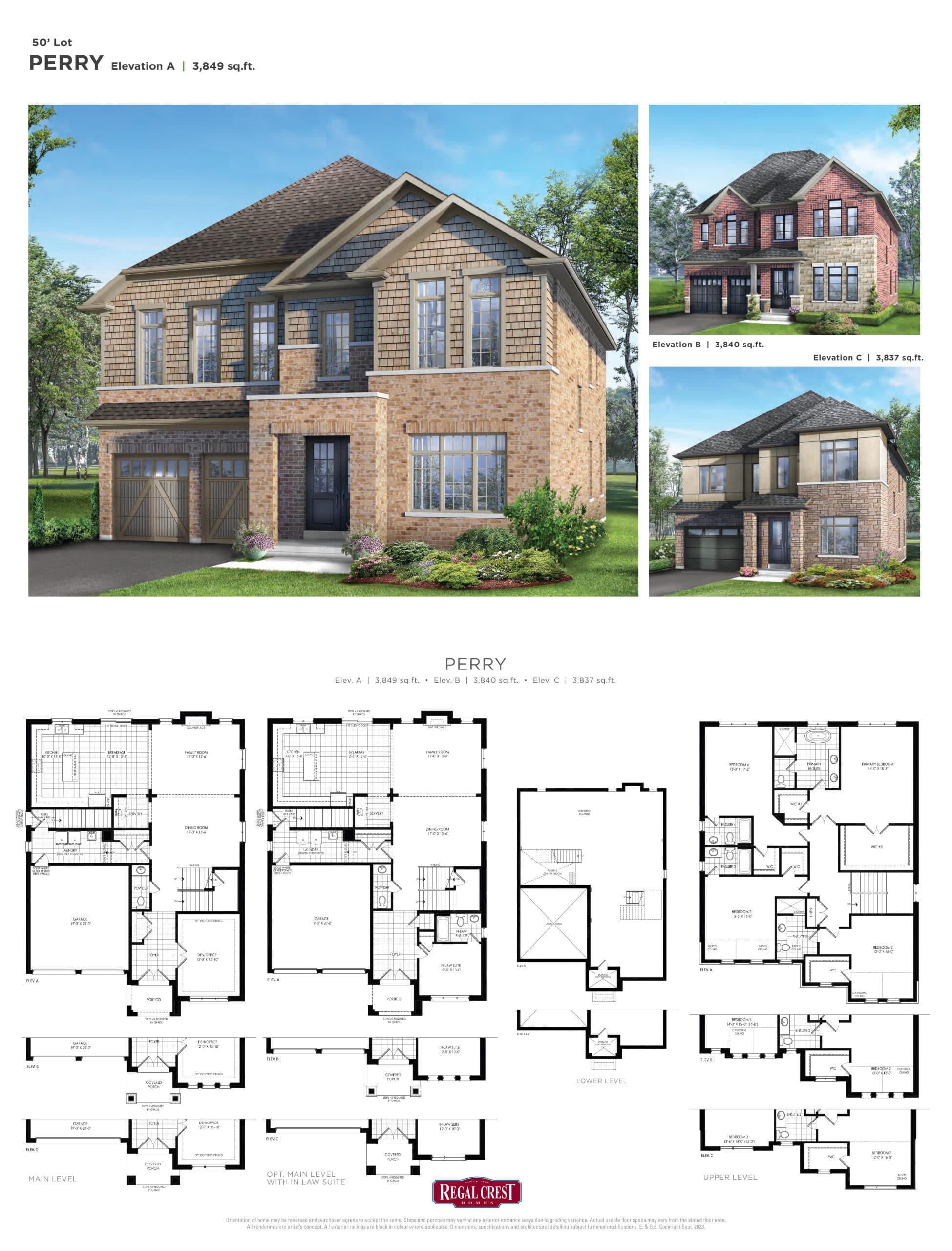 Perry Floor Plan at South Barrie by Regal Crest Homes - 3849 sq.ft