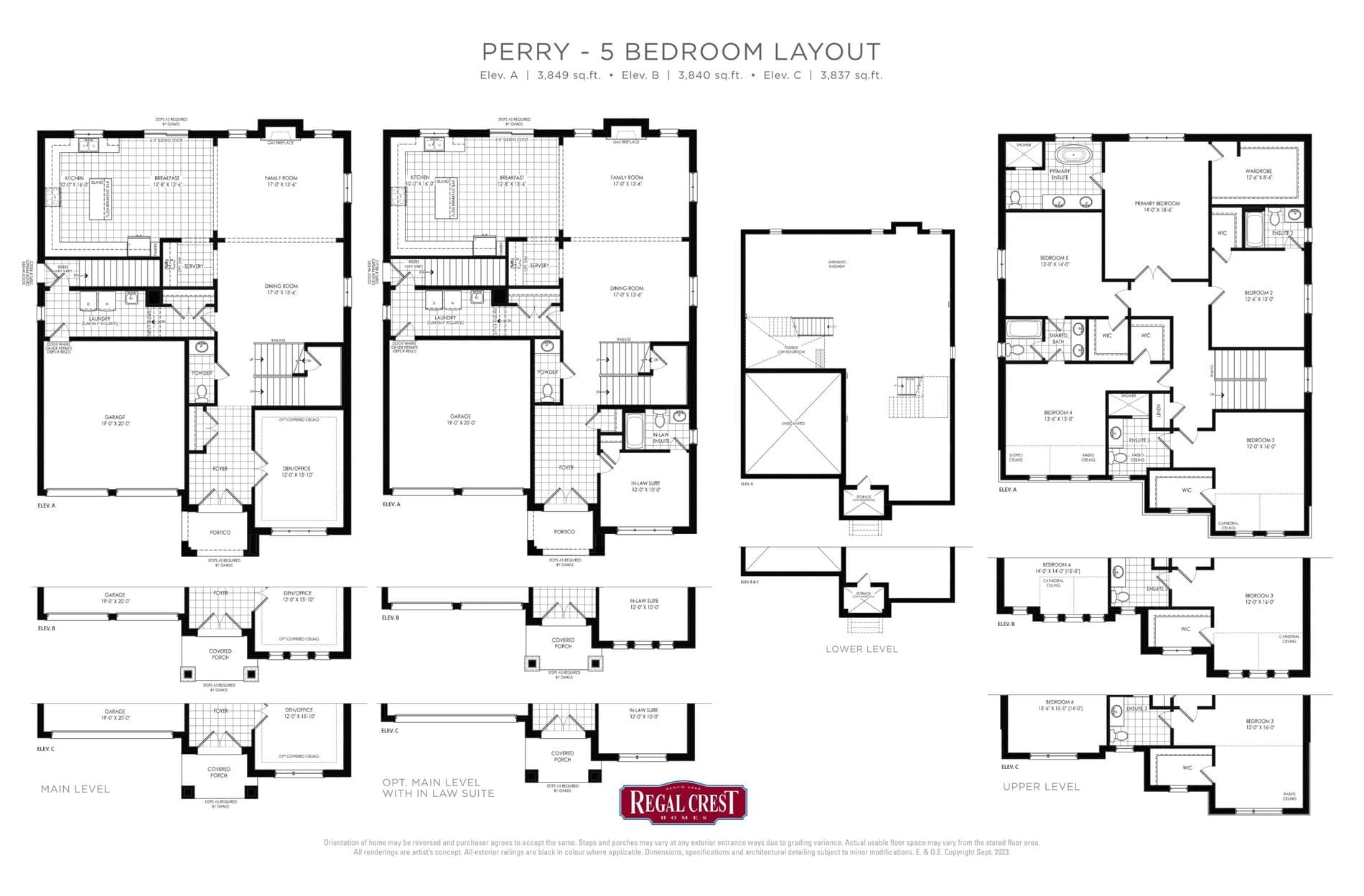 Perry - 5 Bedroom Floor Plan at South Barrie by Regal Crest Homes - 3849 sq.ft