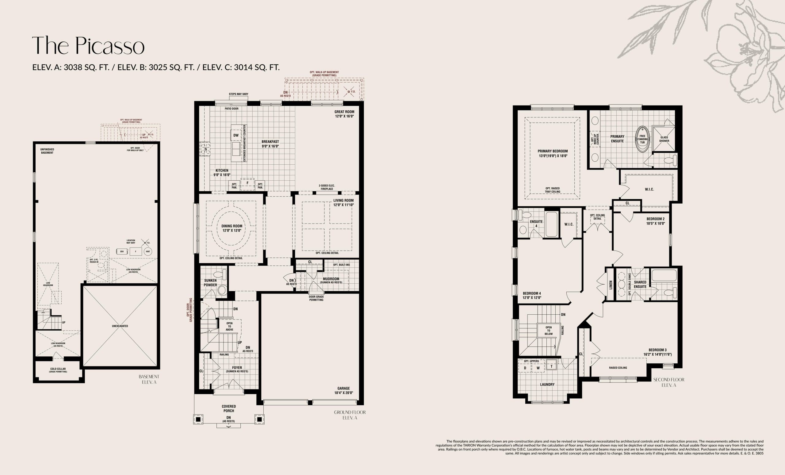 The Picasso Floor Plan at The Castle Mile by DECO Homes - 3038 sq.ft