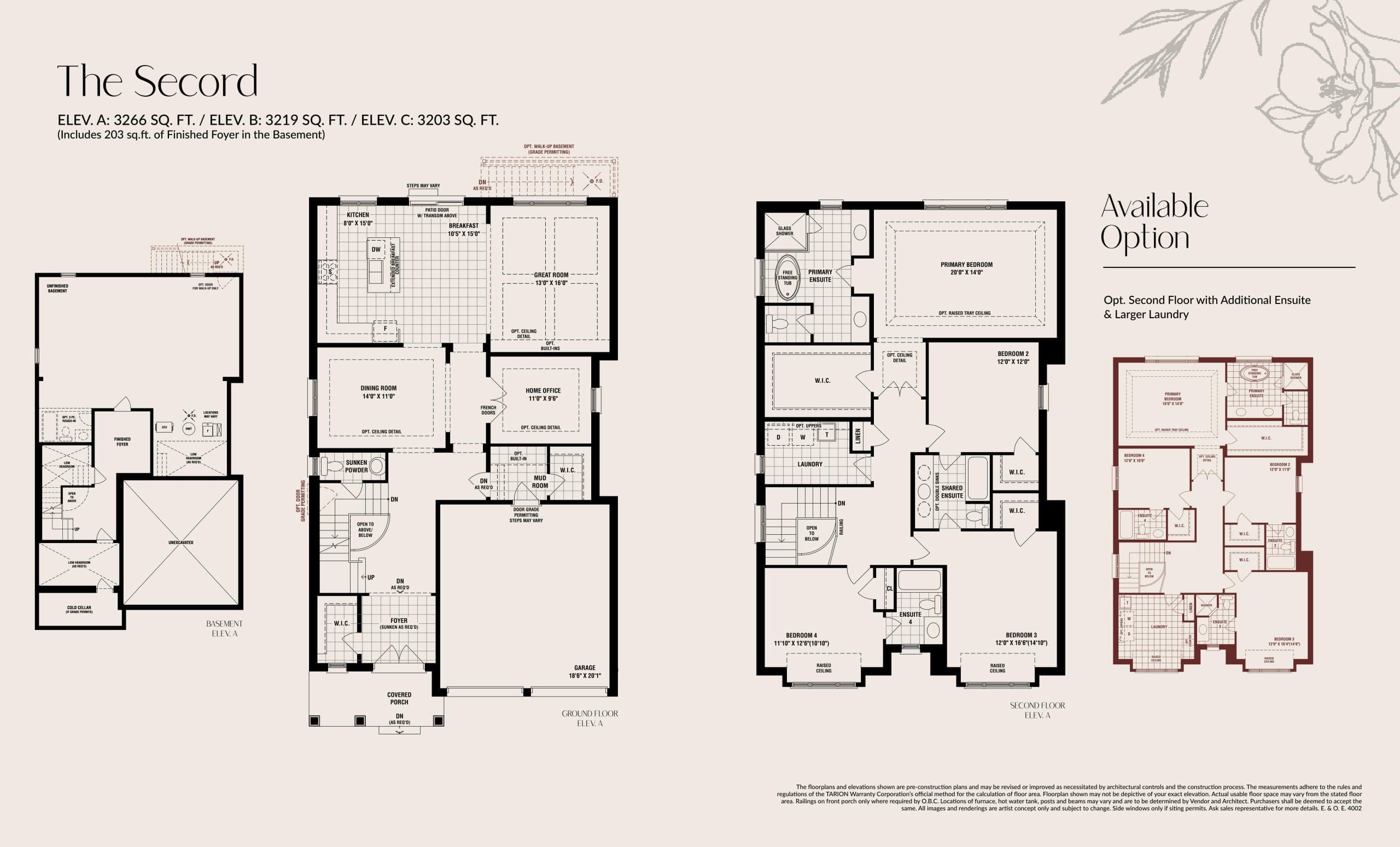 The Secord Floor Plan at The Castle Mile by DECO Homes - 3266 sq.ft