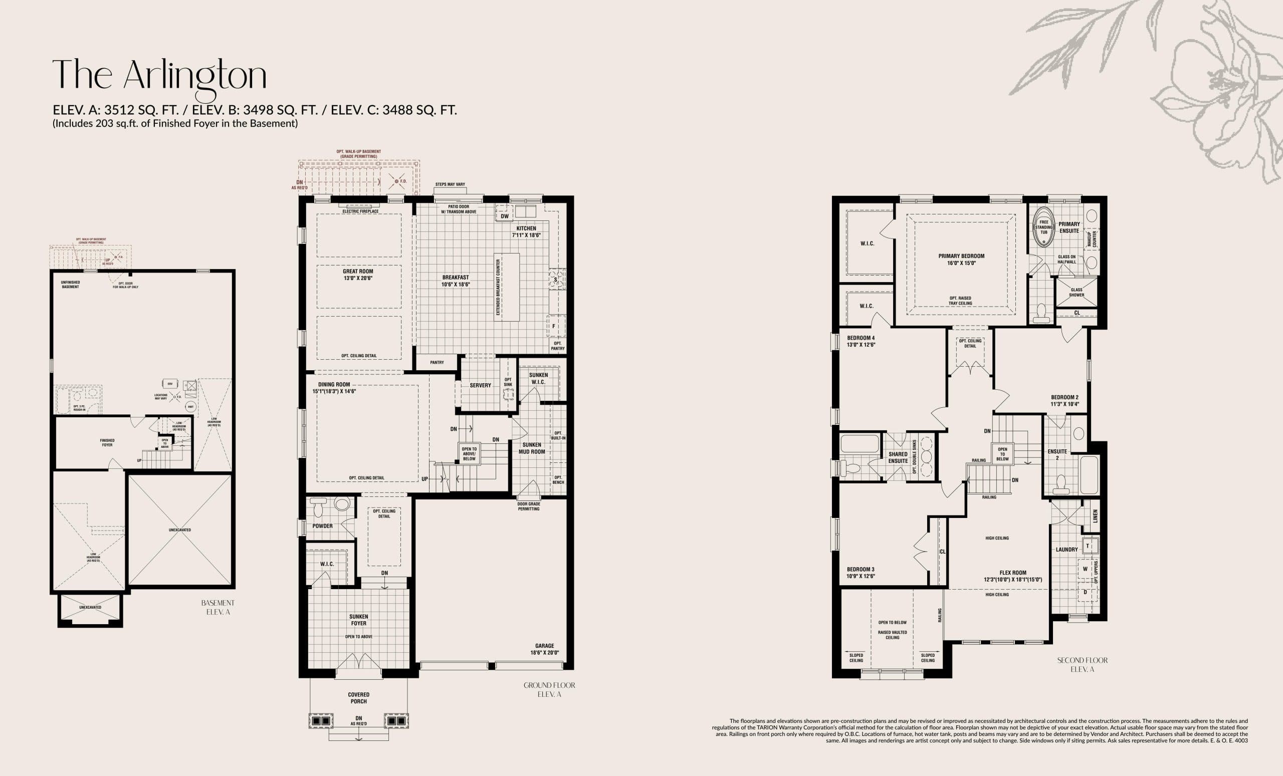 The Arlington Floor Plan at The Castle Mile by DECO Homes - 3512 sq.ft