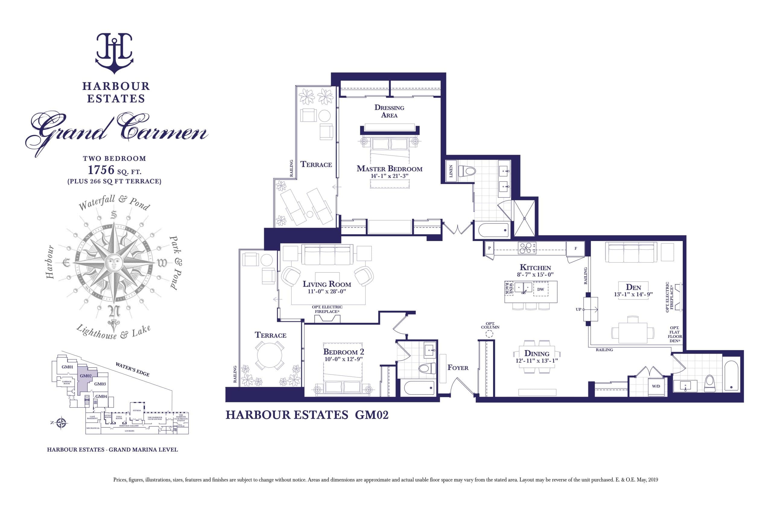 Grand Carmen - Harbour Estates Floor Plan at The Harbour Club Condos - 1756 sq.ft