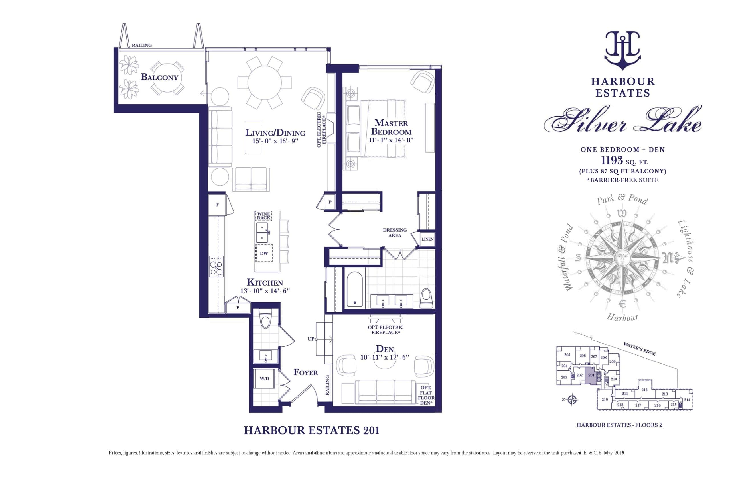 Silver Lake - Harbour Estates Floor Plan at The Harbour Club Condos - 1193 sq.ft