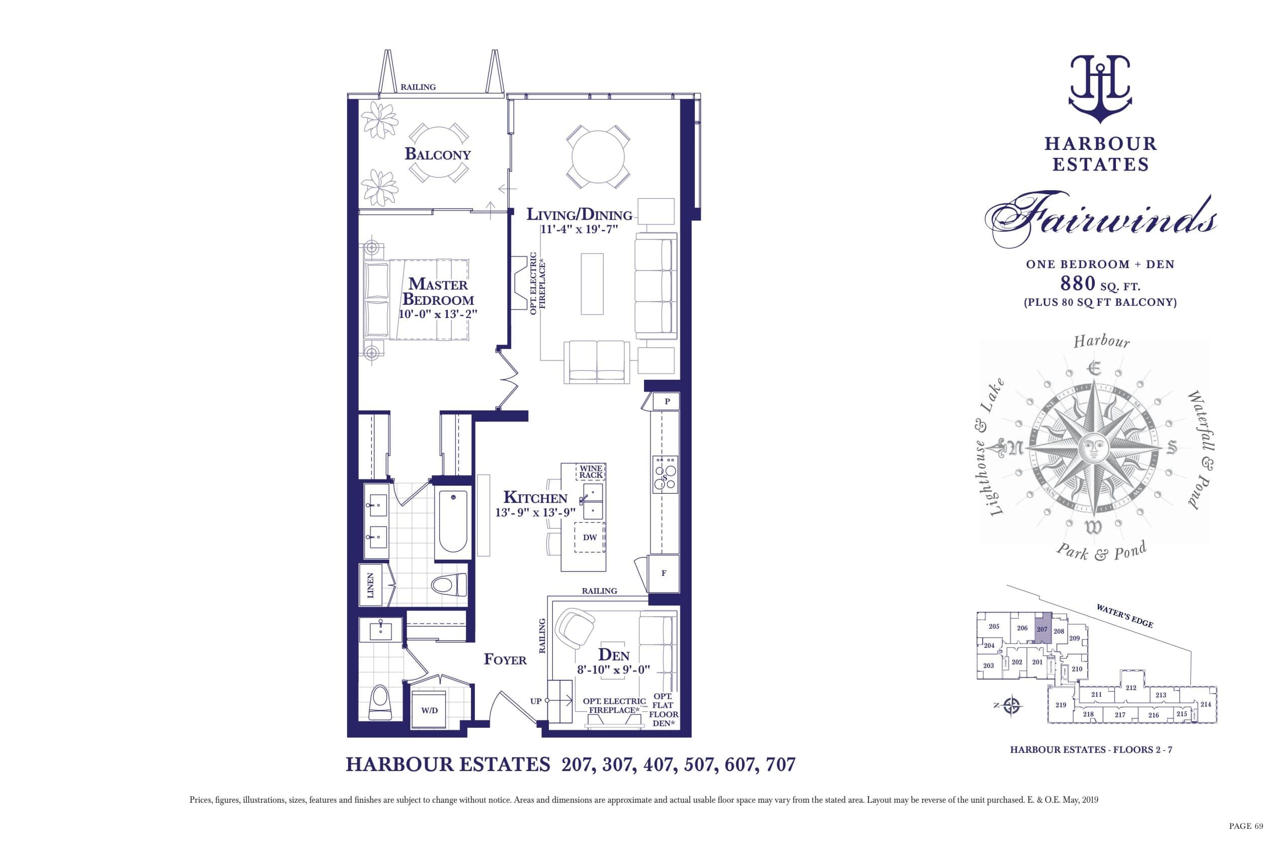 Fairwinds - Harbour Estates Floor Plan at The Harbour Club Condos - 880 sq.ft