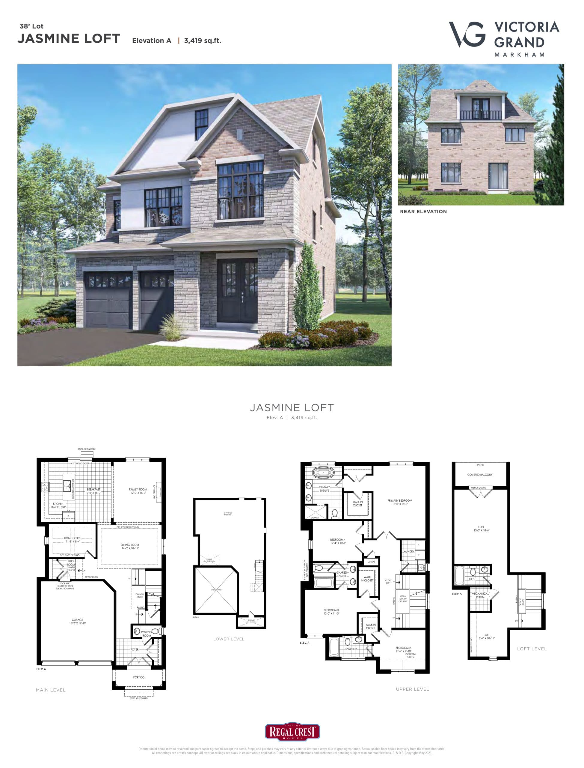 Jasmine with Loft Floor Plan at Victoria Grand by Regal Crest Homes - 3419 sq.ft