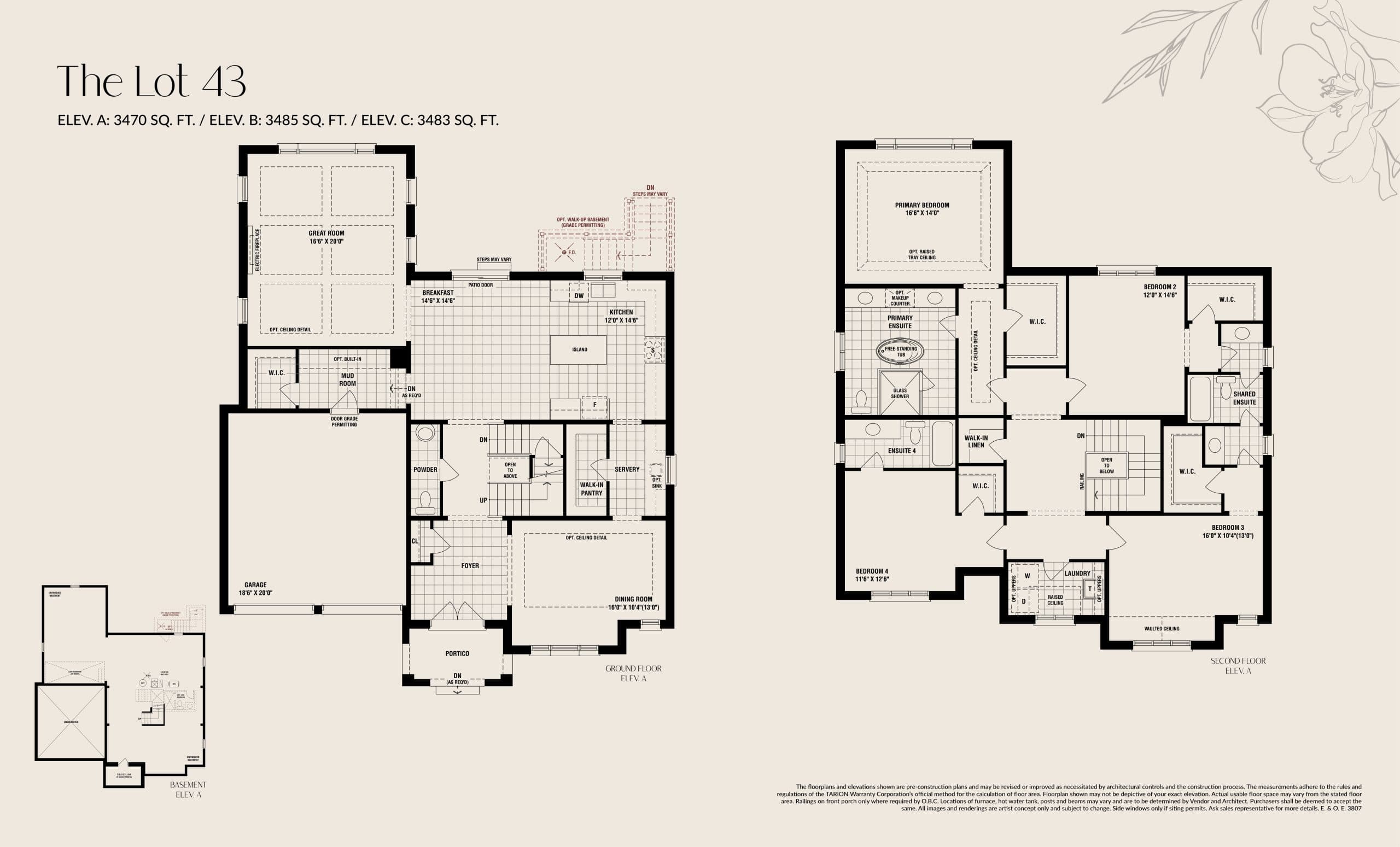 The Lot 43 Floor Plan at The Castle Mile by DECO Homes - 3485 sq.ft