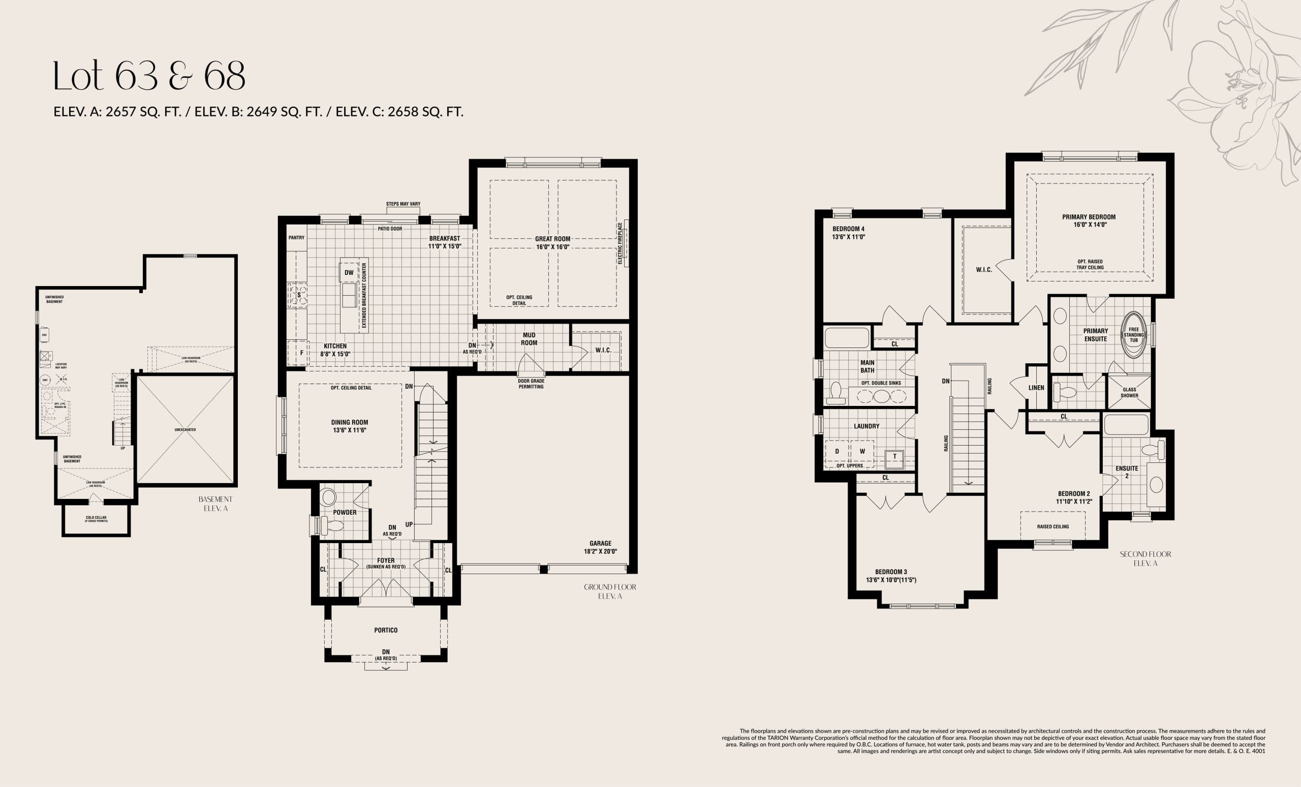 Lot 63 & 68 Floor Plan at The Castle Mile by DECO Homes - 2658 sq.ft