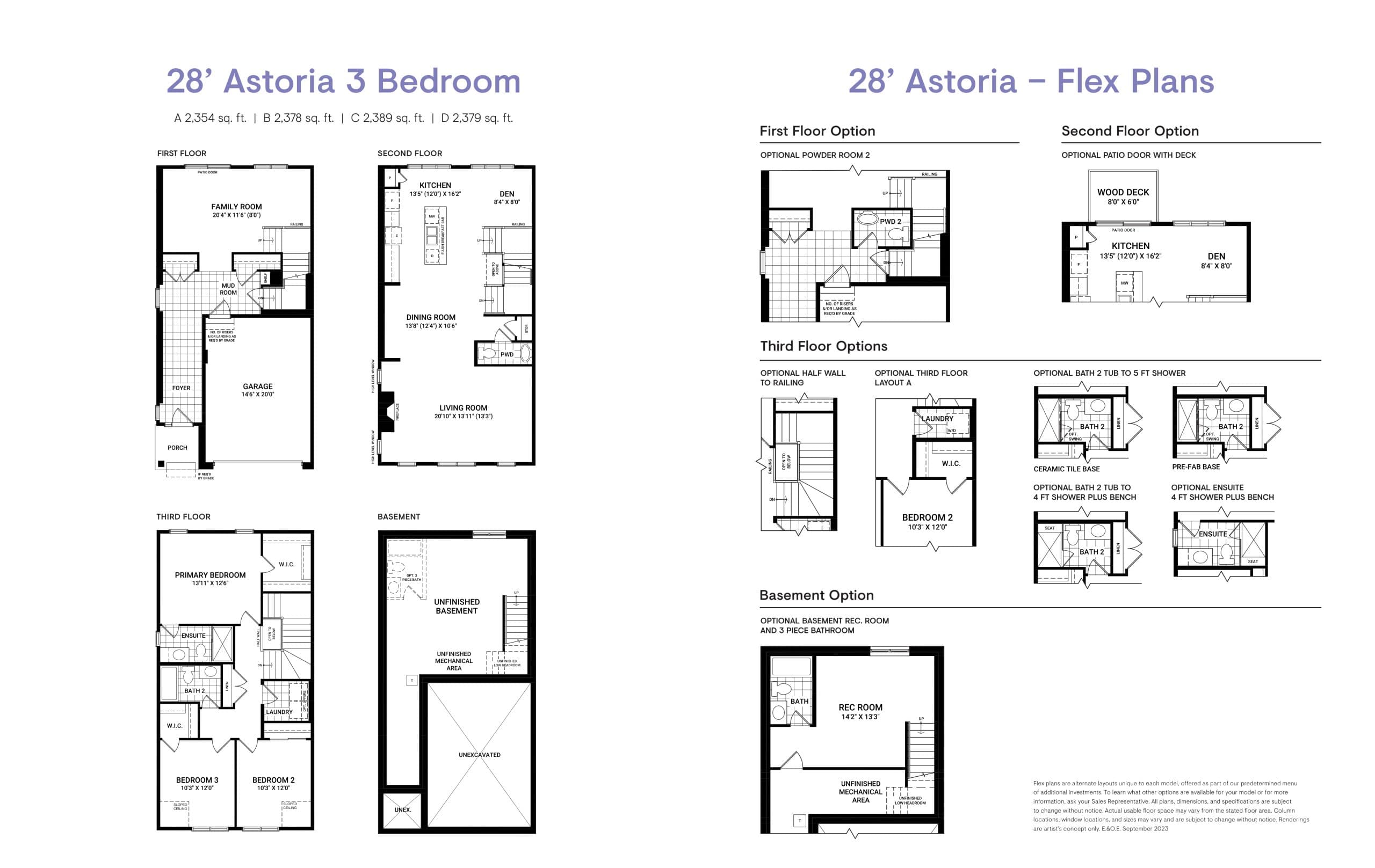 Astoria (3 bedroom) Floor Plan at Abbott's Run Towns - 2389 sq.ft