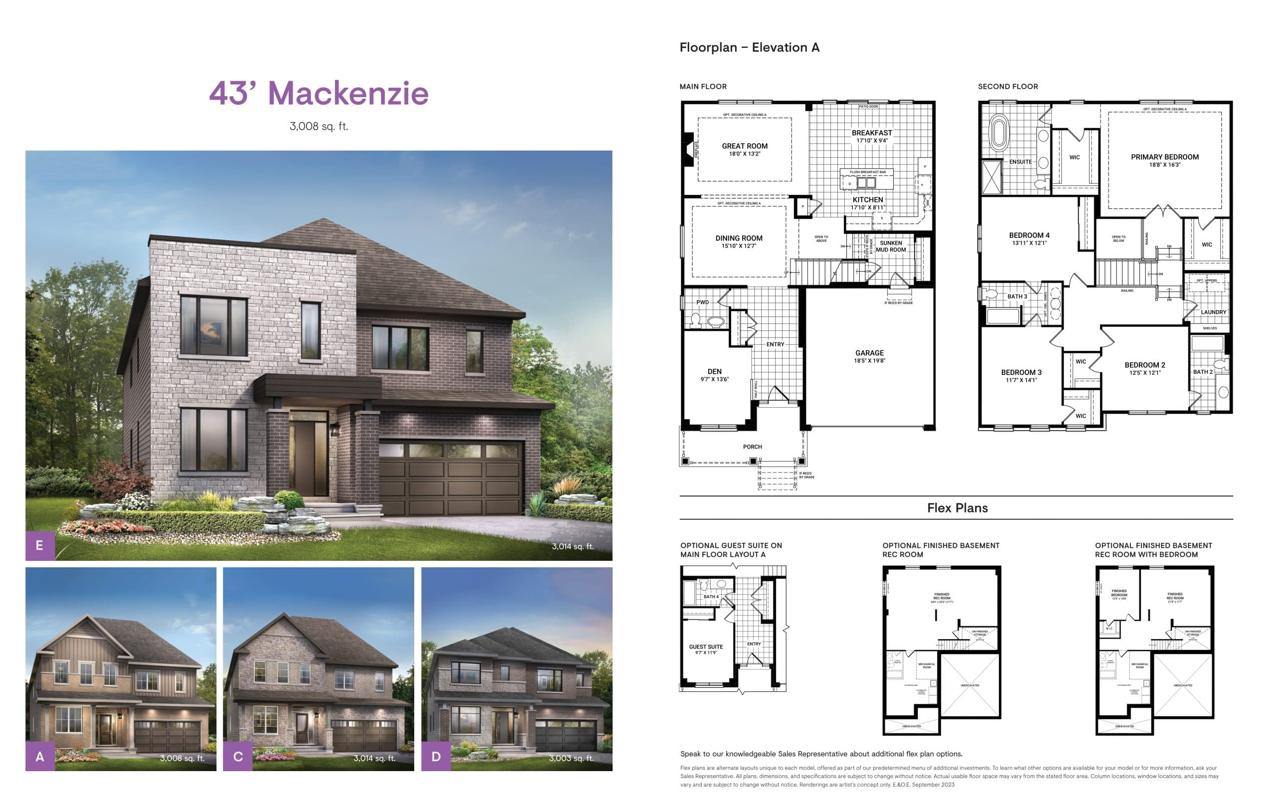Mackenzie Floor Plan at Abbott's Run Towns - 3014 sq.ft