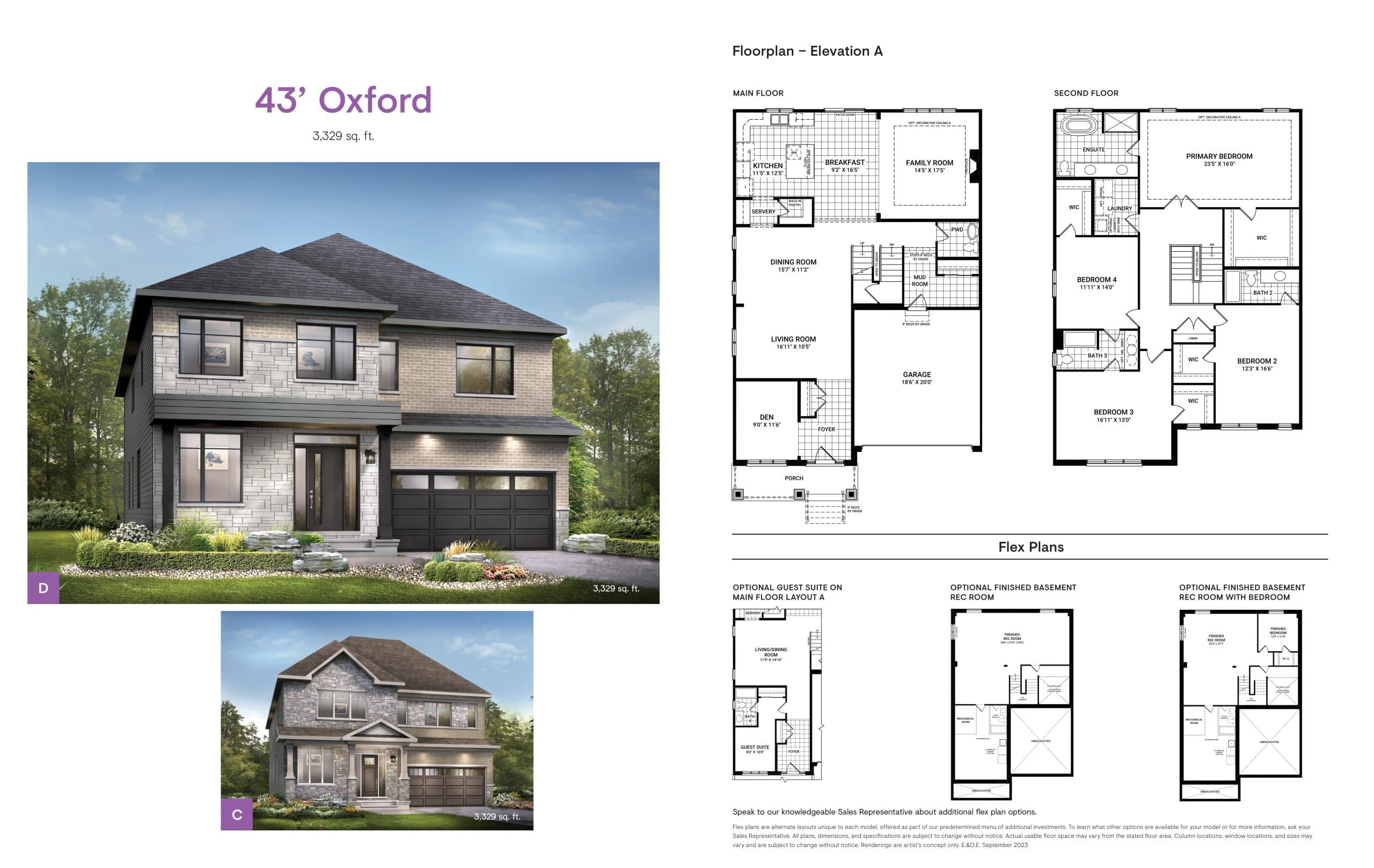 Oxford Floor Plan at Abbott's Run Towns - 3329 sq.ft