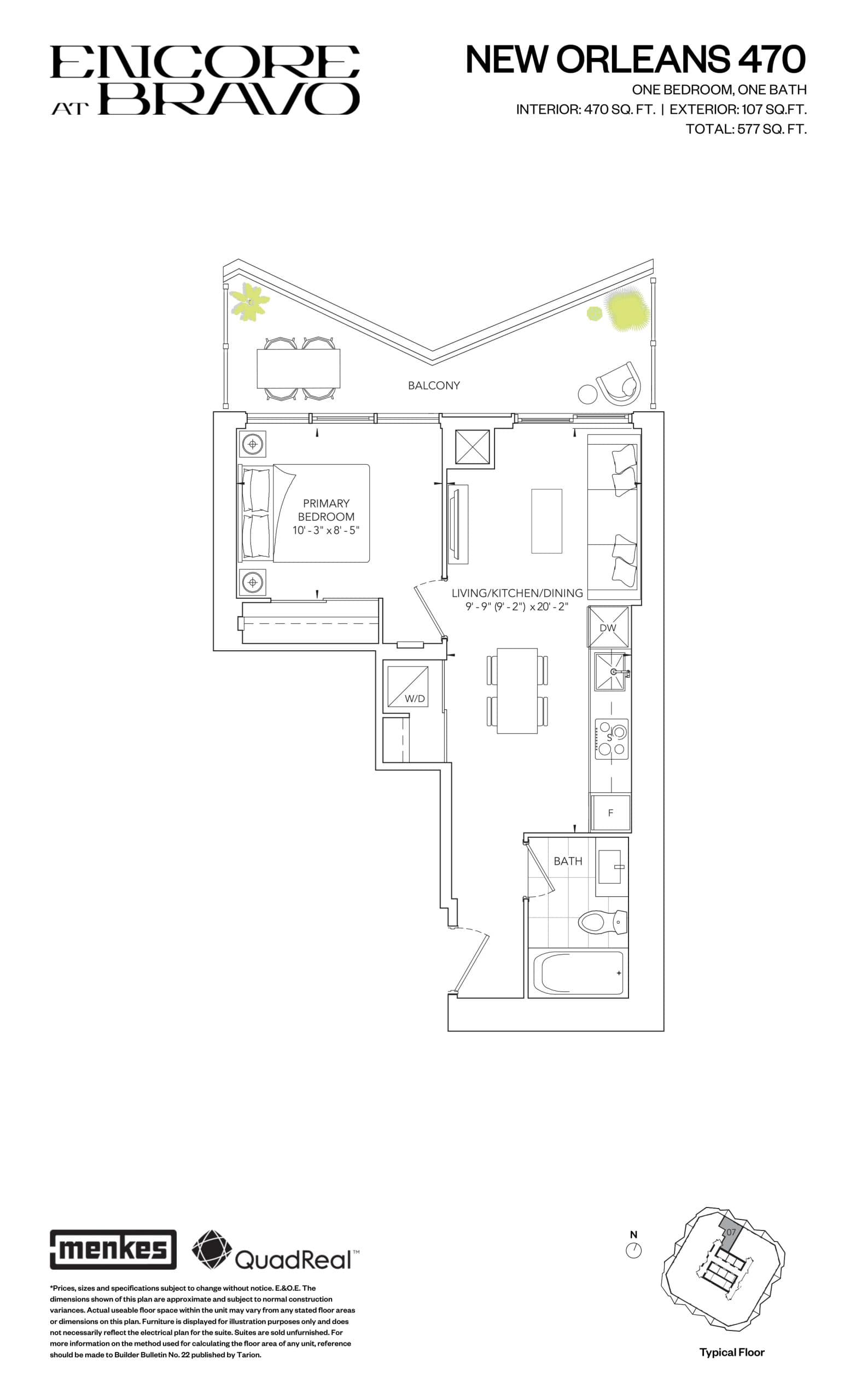 New Orleans 470 Floor Plan at Encore at Bravo Condos - 470 sq.ft