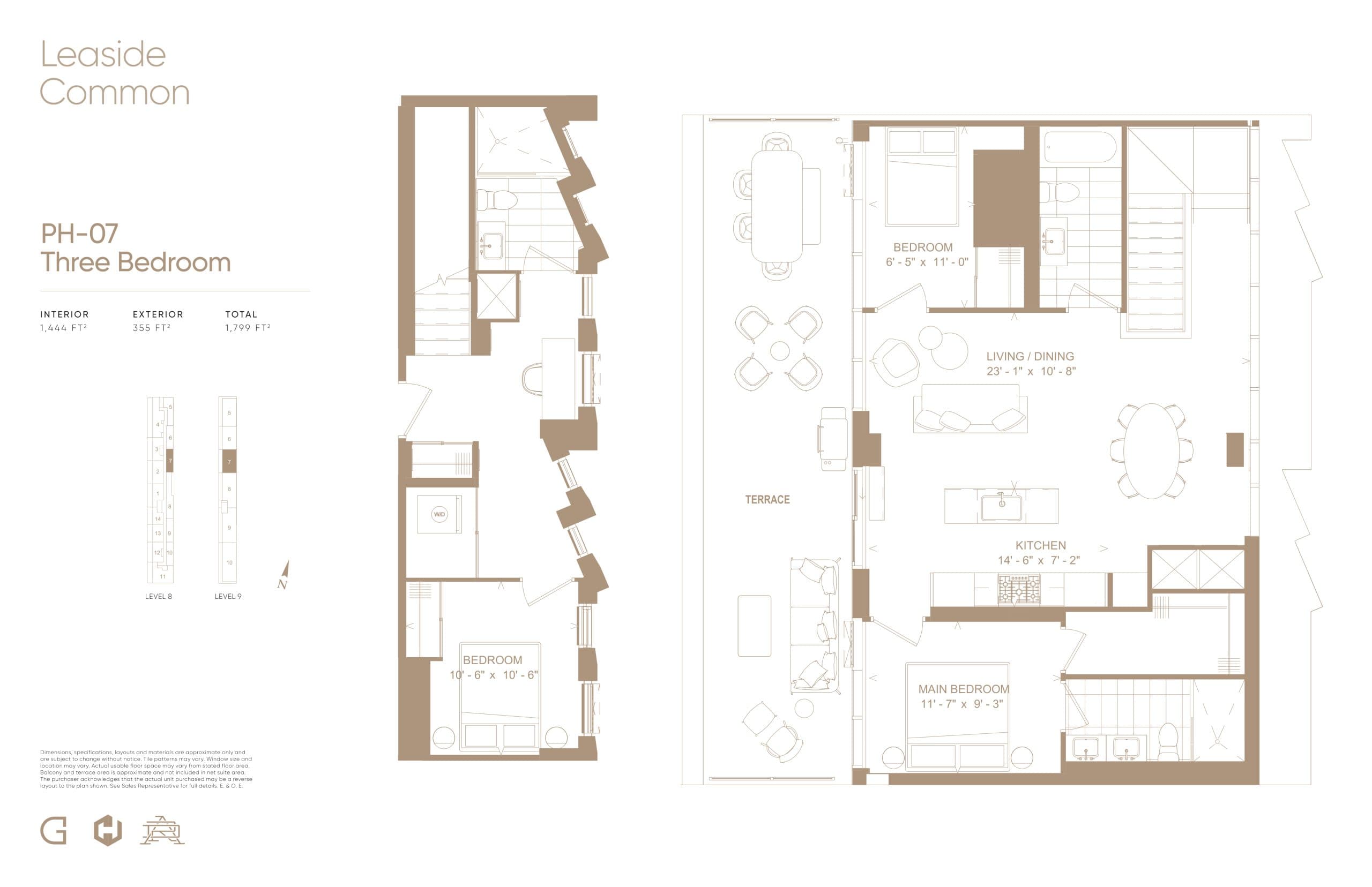 PH-07 (Prestige Collection) Floor Plan at Leaside Common Condos - 1444 sq.ft