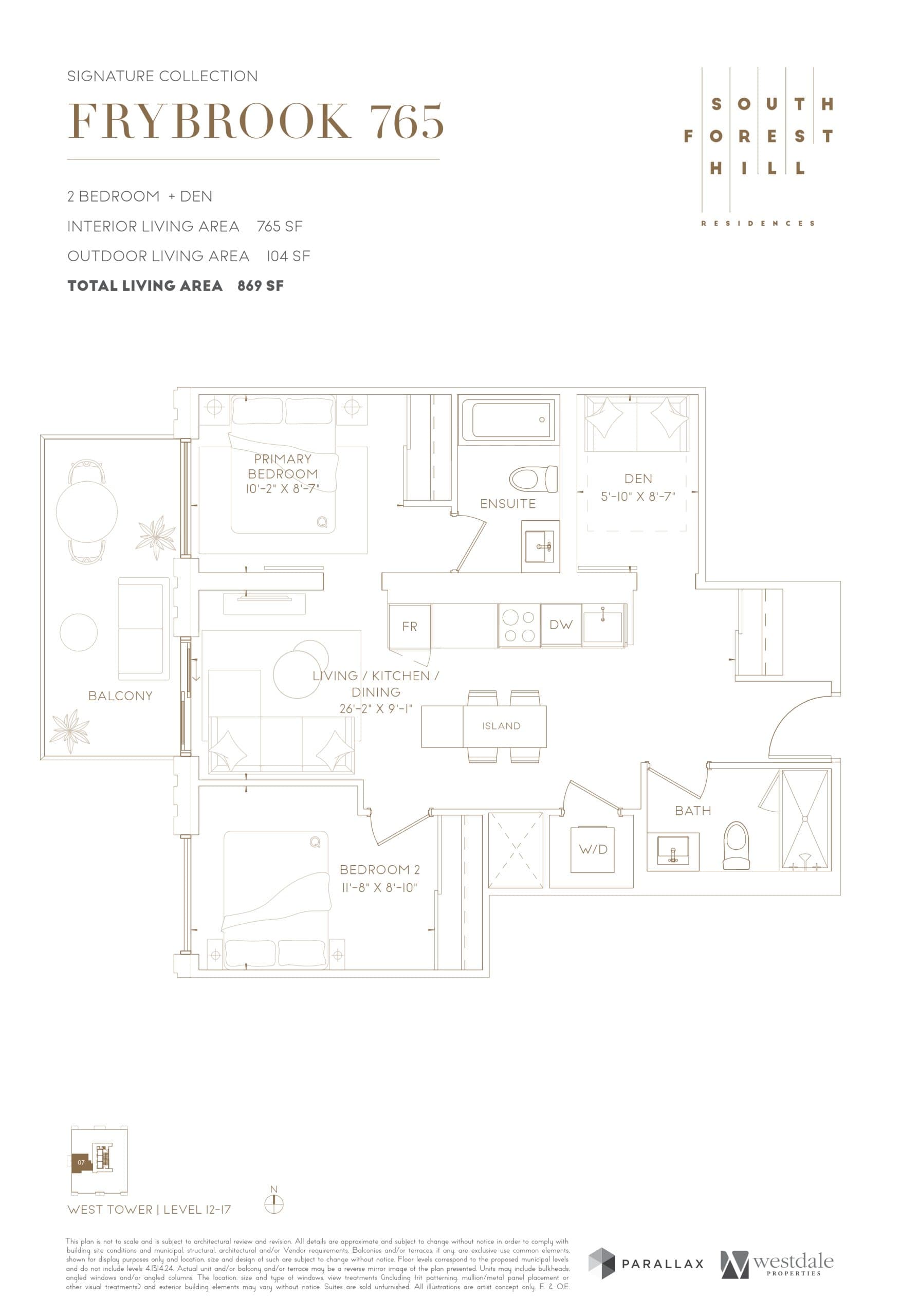 Frybrook 765 Floor Plan at South Forest Hill Residences - 765 sq.ft