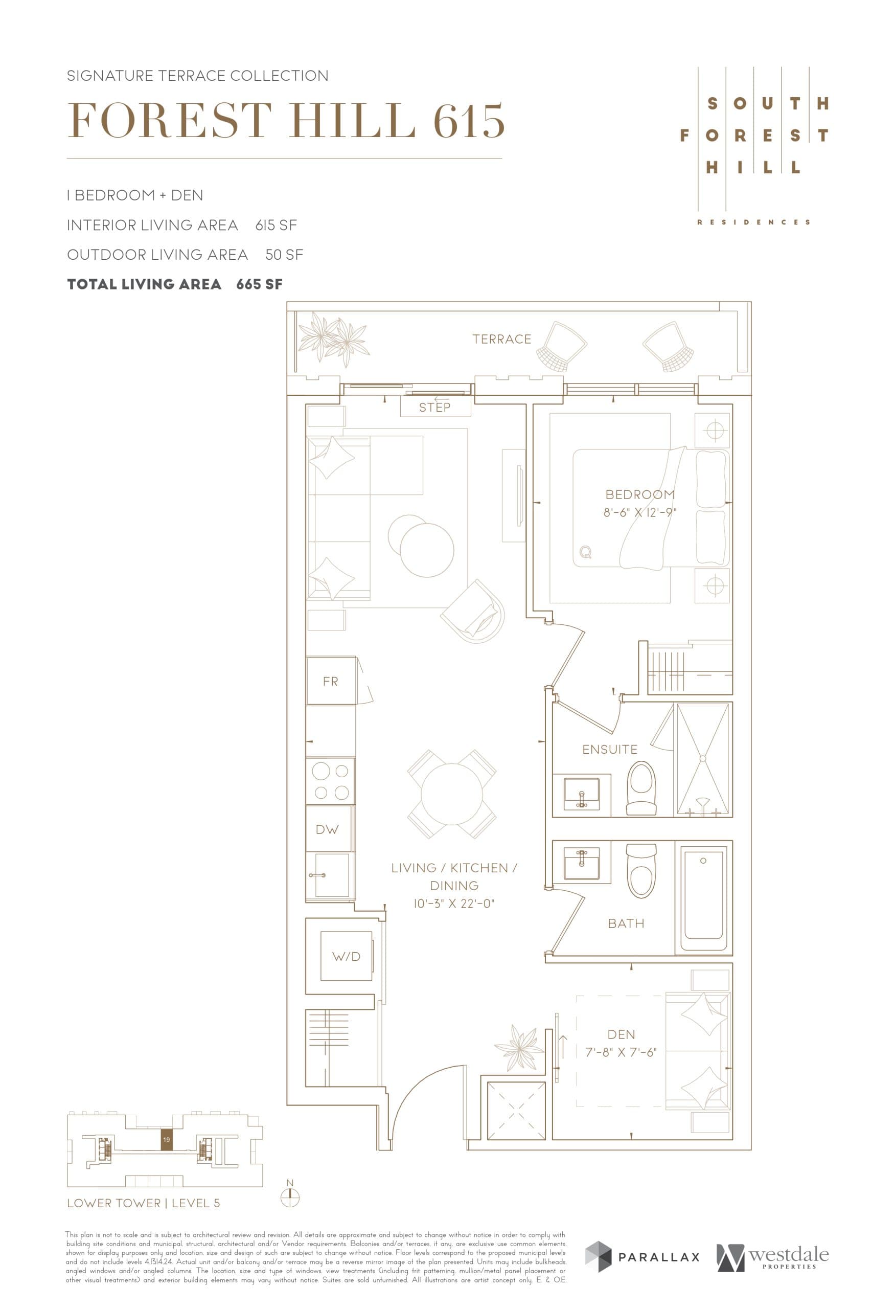 Forest Hill 615 Floor Plan at South Forest Hill Residences - 615 sq.ft